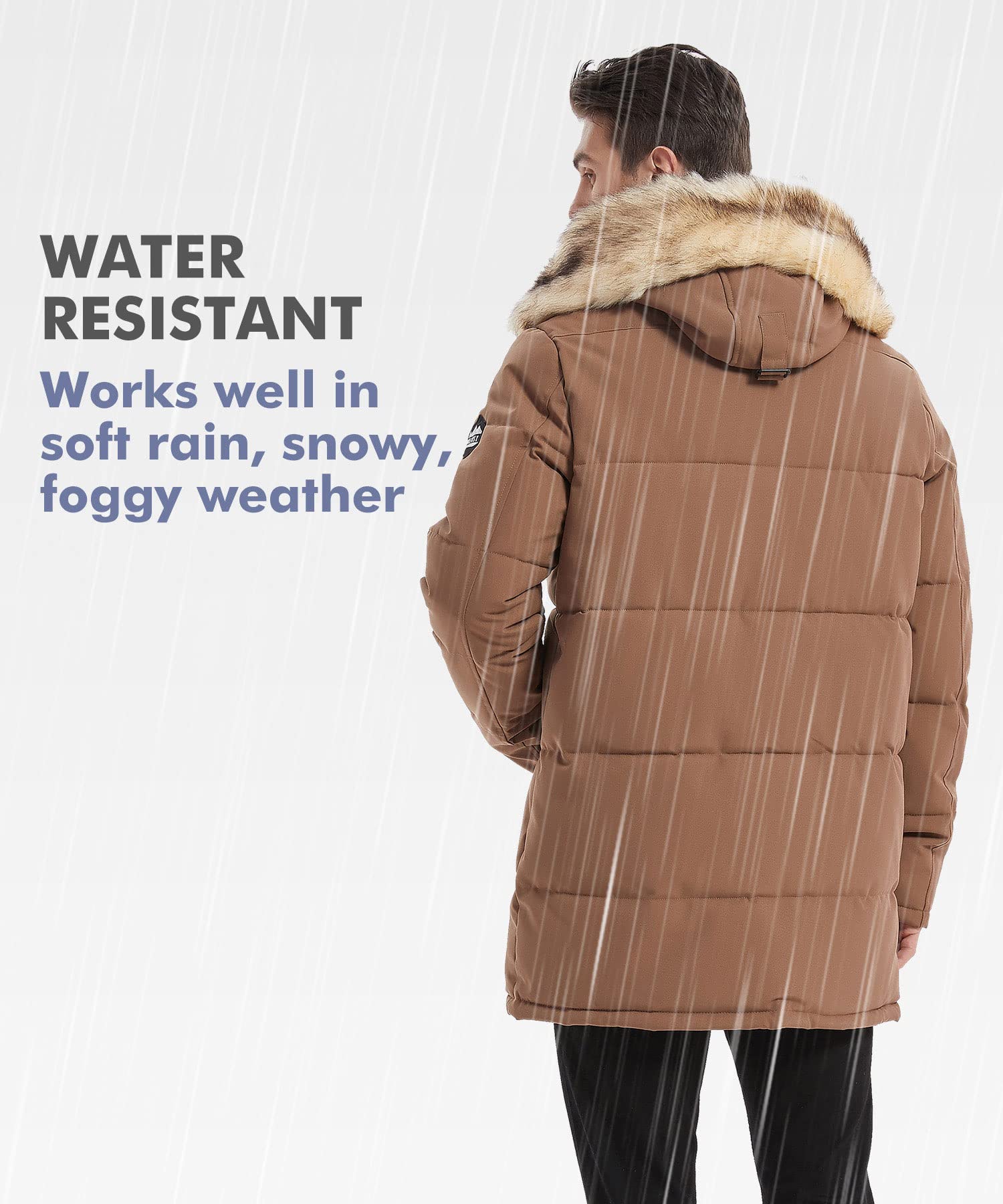 PUREMSX Men's Winter Coat - Windproof, Insulated Thick Outdoor Padded Parka Jacket for Cold Weather | Perfect for Snowboarding, Skiing & Hiking