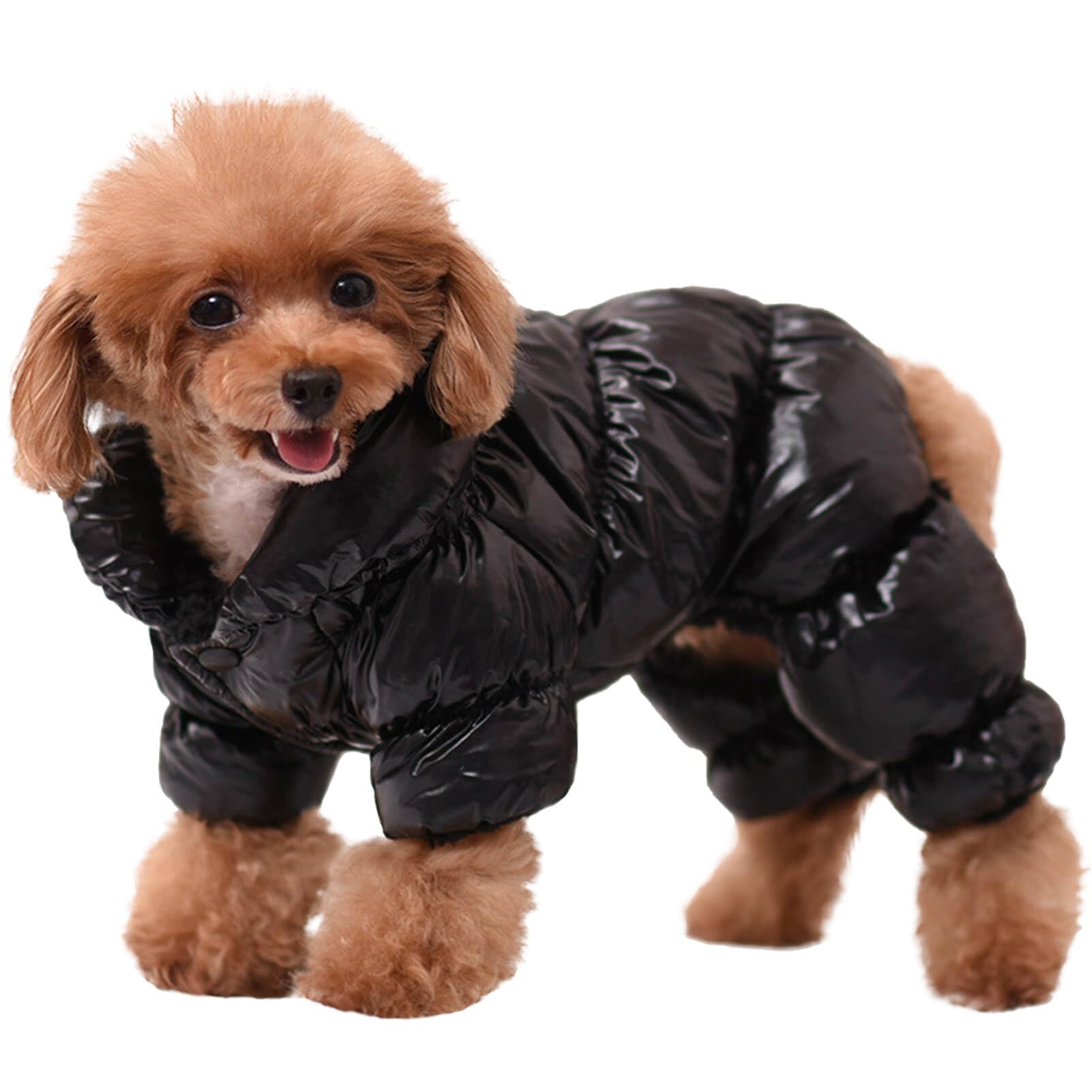 AOFITEE Waterproof Winter Dog Coat - Full Body Snowsuit & Windproof Puffer Jacket with Fleece Lining for Small Dogs | Cold Weather Protection for Outdoor Walks & Snow Play | Black Size S