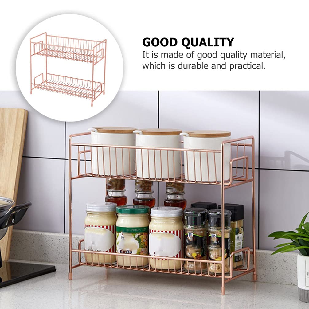 FOMIYES 2-Tier Desktop Organizer Stand - Cosmetic & Sundries Storage Shelf for Makeup, Office Supplies, Jewelry - Space Saving Home & Office Organization Solution
