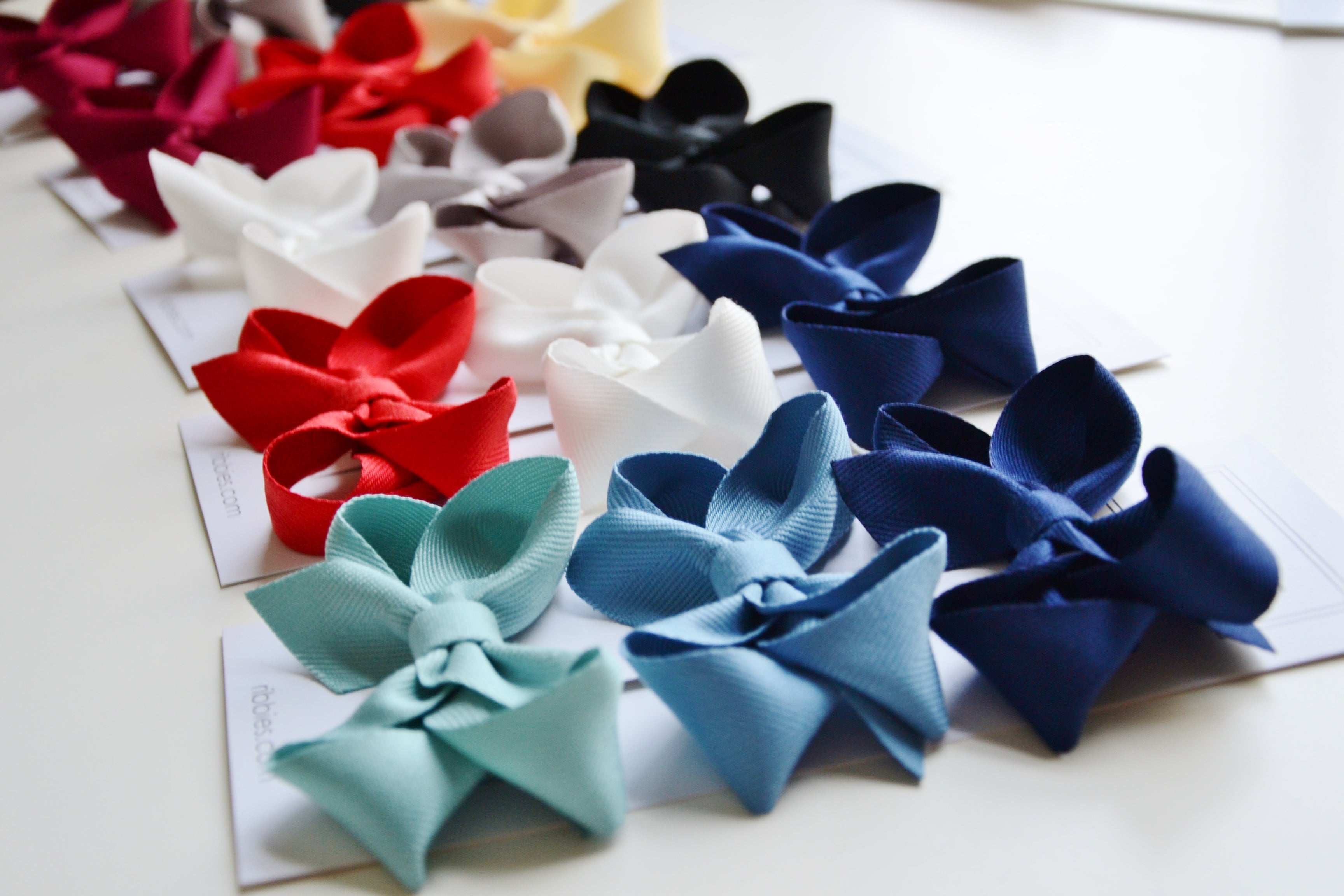 Medium Looped Hair Bows for Girls - Set of 3 (Navy, French Blue & Aqua) - Perfect for School, Parties & Everyday Wear