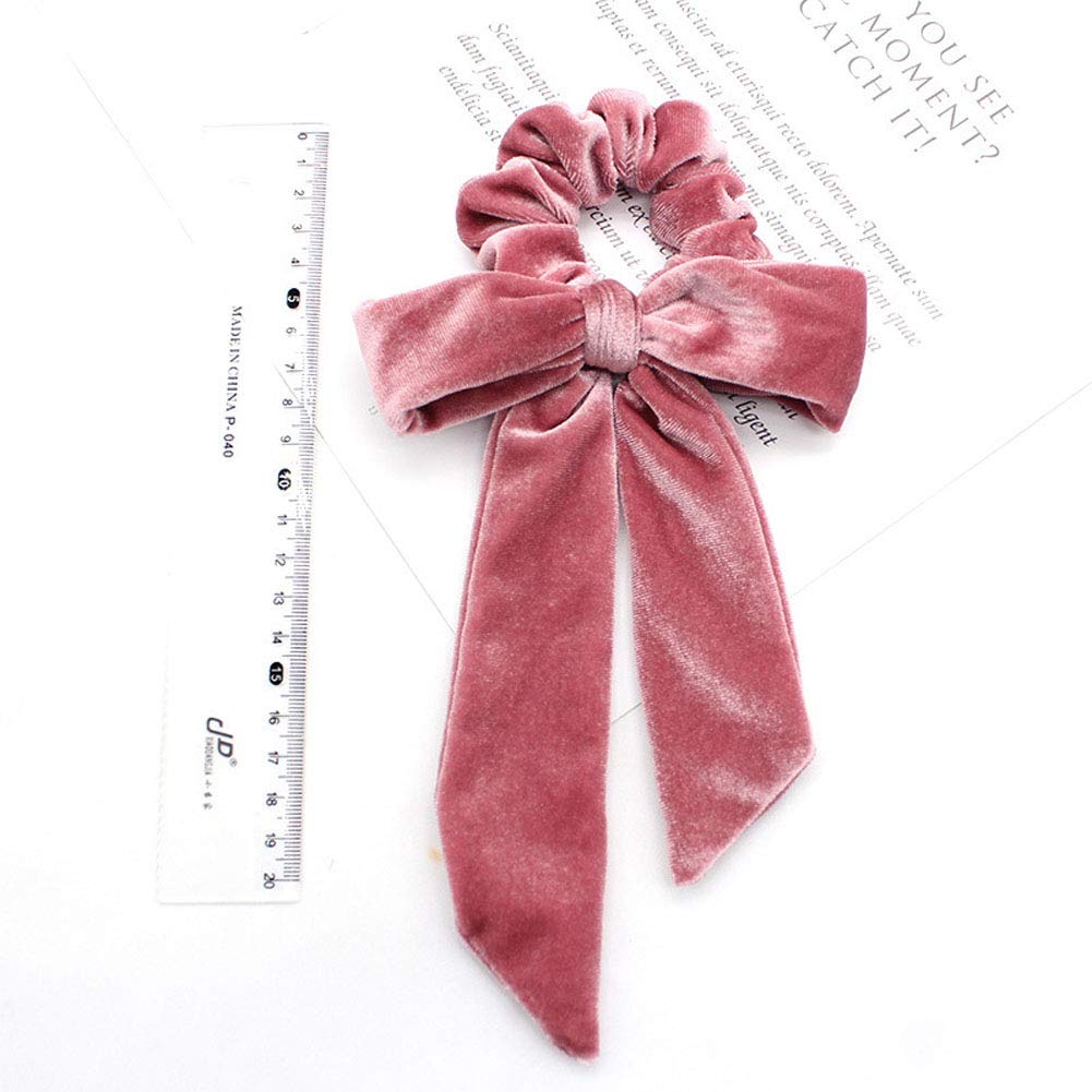 6 PCS Women's Velvet Hair Scrunchies - Soft Elastic Hair Ties with Bow Design, Headbands & Ponytail Holders for Everyday Use, Workouts and Fashion Accessories