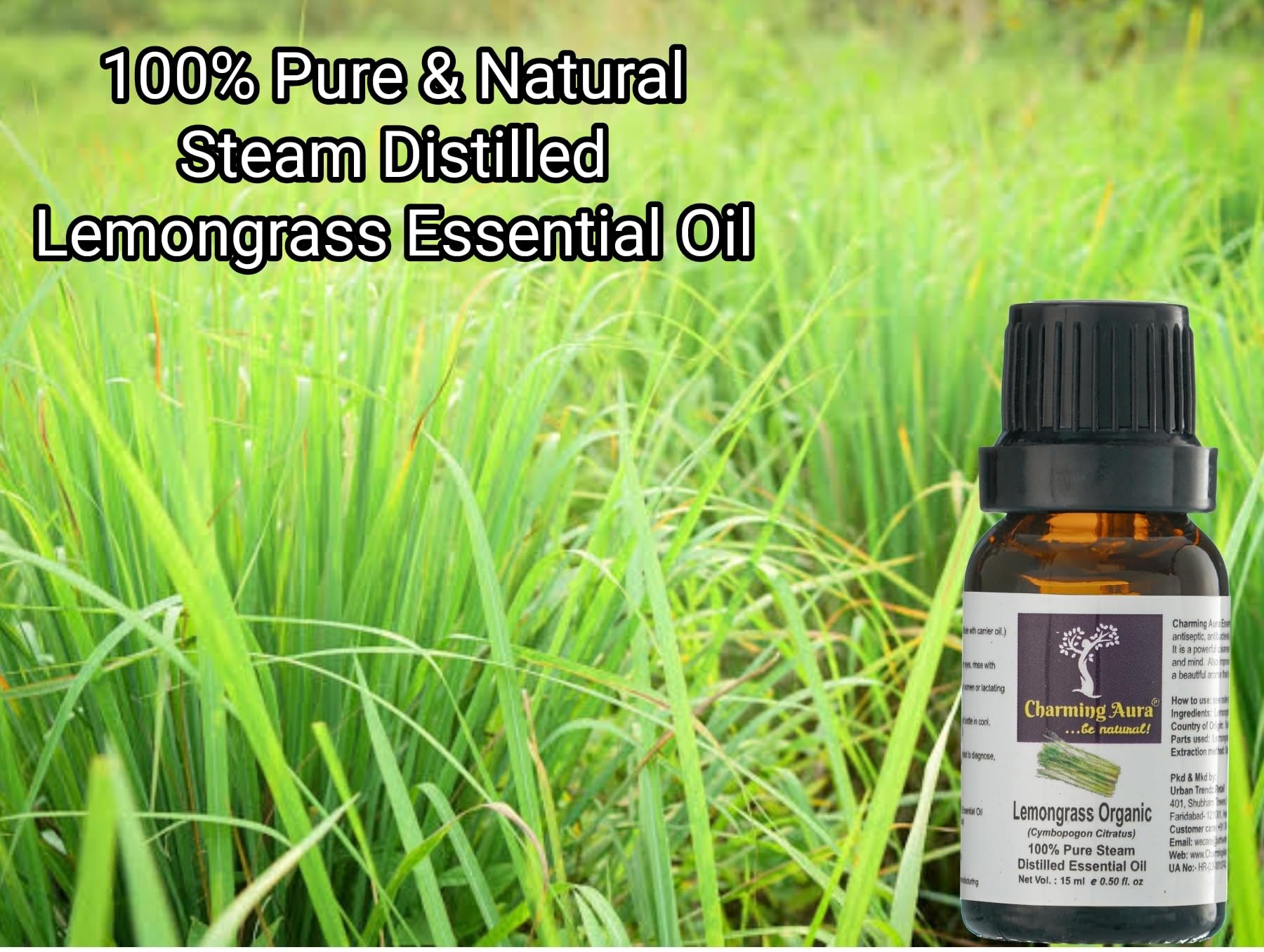 Premium 100% Pure Lemongrass Essential Oil - 15ml, Undiluted & Natural for Hair, Skin & Aromatherapy | Therapeutic Grade for Diffusers, Massage & Relaxation | Refreshing Citrus Scent for Home & Spa Use