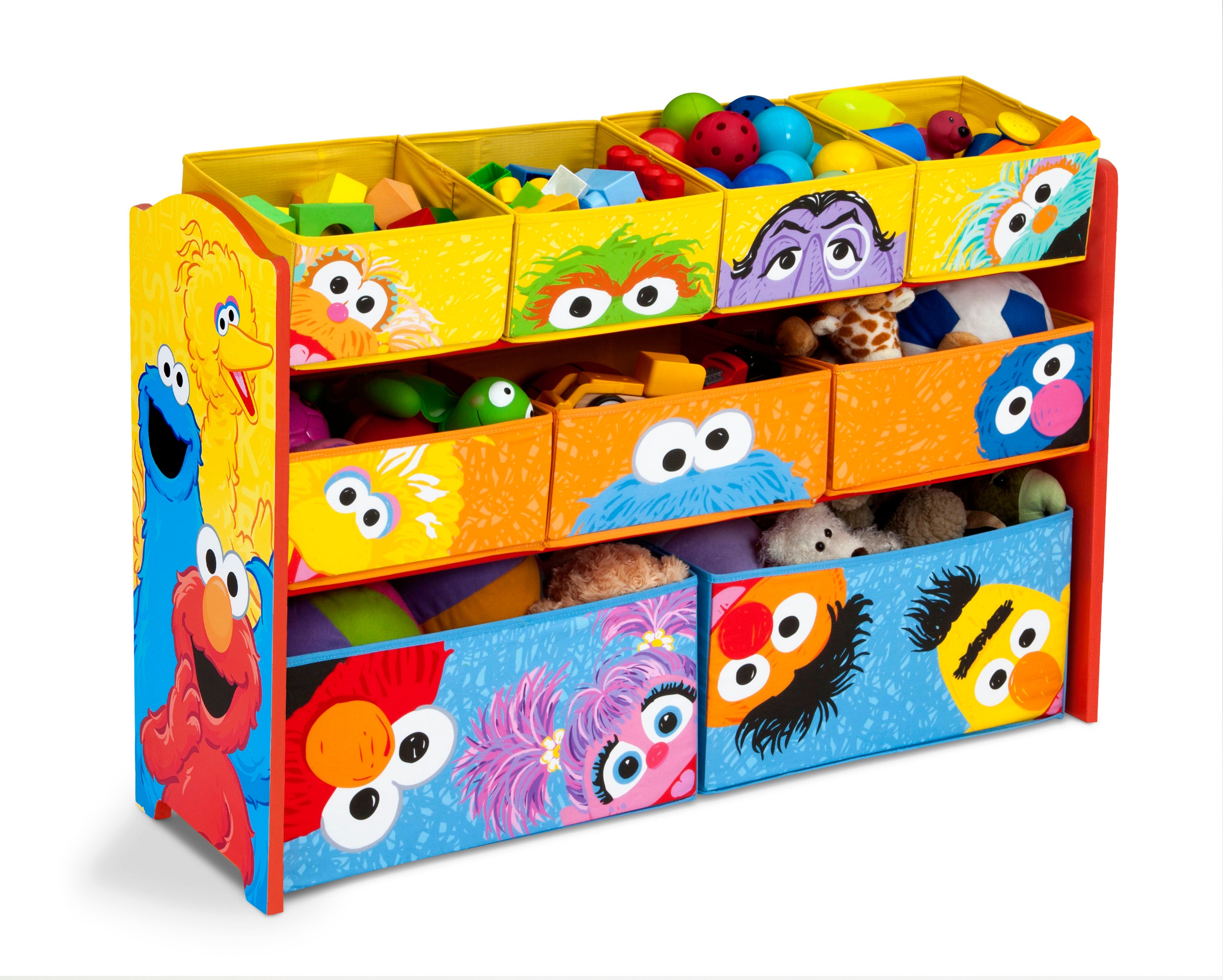 Sesame Street Deluxe Multi Bin Toy Organizer - Kids Room Storage Solution for Toys, Books & Crafts - Perfect for Playrooms, Daycares & Preschools