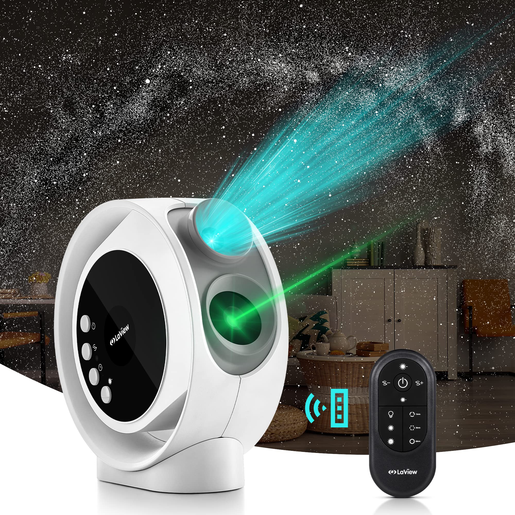 LaView Home Planetarium Star Projector - Ultra Clear Galaxy Night Light with 130 ft² Projection Area, Auto-Off Timer & Remote Control | 6K Discs Included | Perfect for Bedroom Decor, Kids Room, Meditation & Romantic Ambiance | Great Gift for Adults & Children