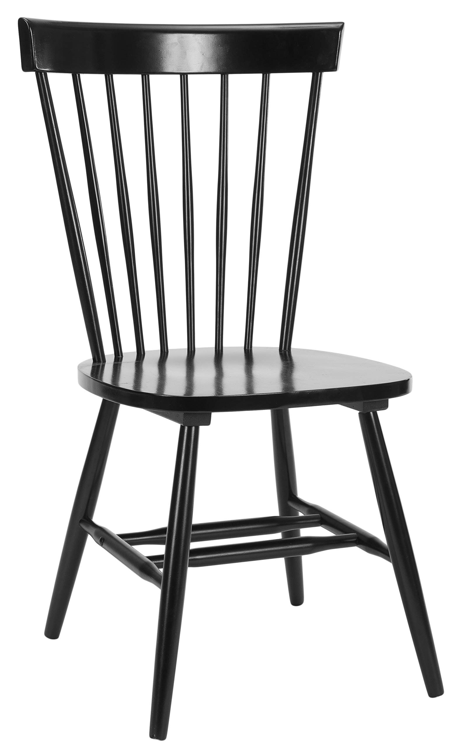 SAFAVIEH Parker Spindle Windsor Set of 2 Black Dining Chairs - 17 Inch Seat Height - Elegant Kitchen & Dining Room Furniture for Home Decor