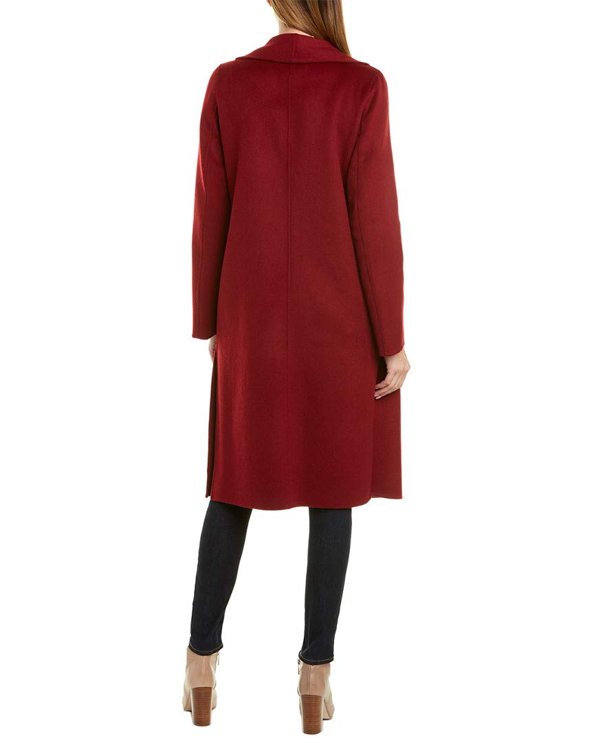 Tahari Women's Double Pocket Long Wool-Blend Coat - Medium, Red | Warm Winter Overcoat for Work, Office & Formal Occasions