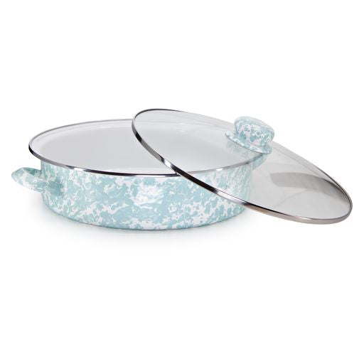 5 Quart Saute Pan with Sea Glass Swirl Enamel Coating - Nonstick, Oven Safe Cookware for Frying, Searing & Simmering - Perfect for Stovetop, Oven & Serving Dishes
