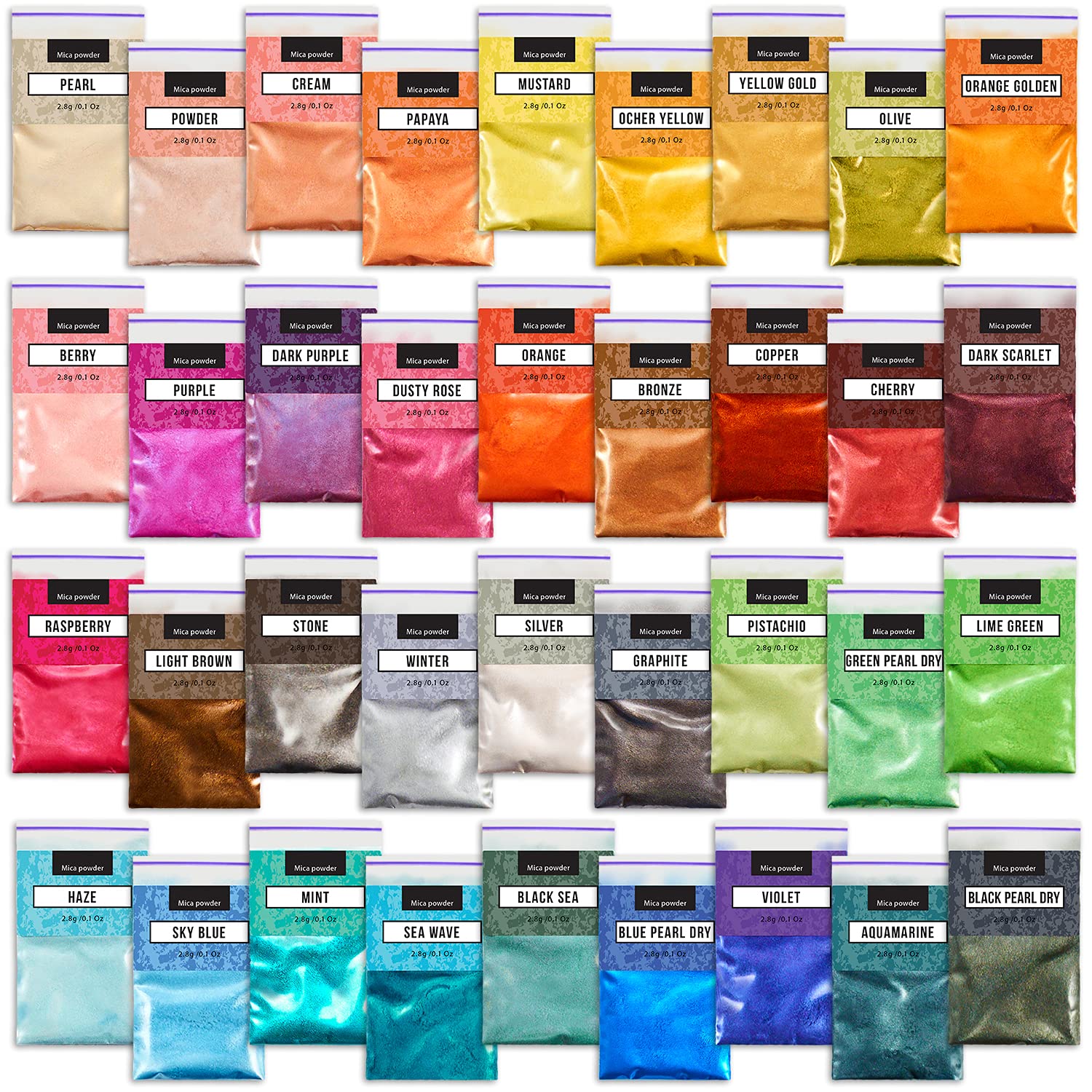 36 Colors Mica Powder Set for Epoxy Resin, Nail Art, Soap Making - Vibrant Pigment Powder for DIY Crafts, Cosmetics & Home Decor Projects - Non-Toxic Color Dye for Creative Arts & Handmade Gifts