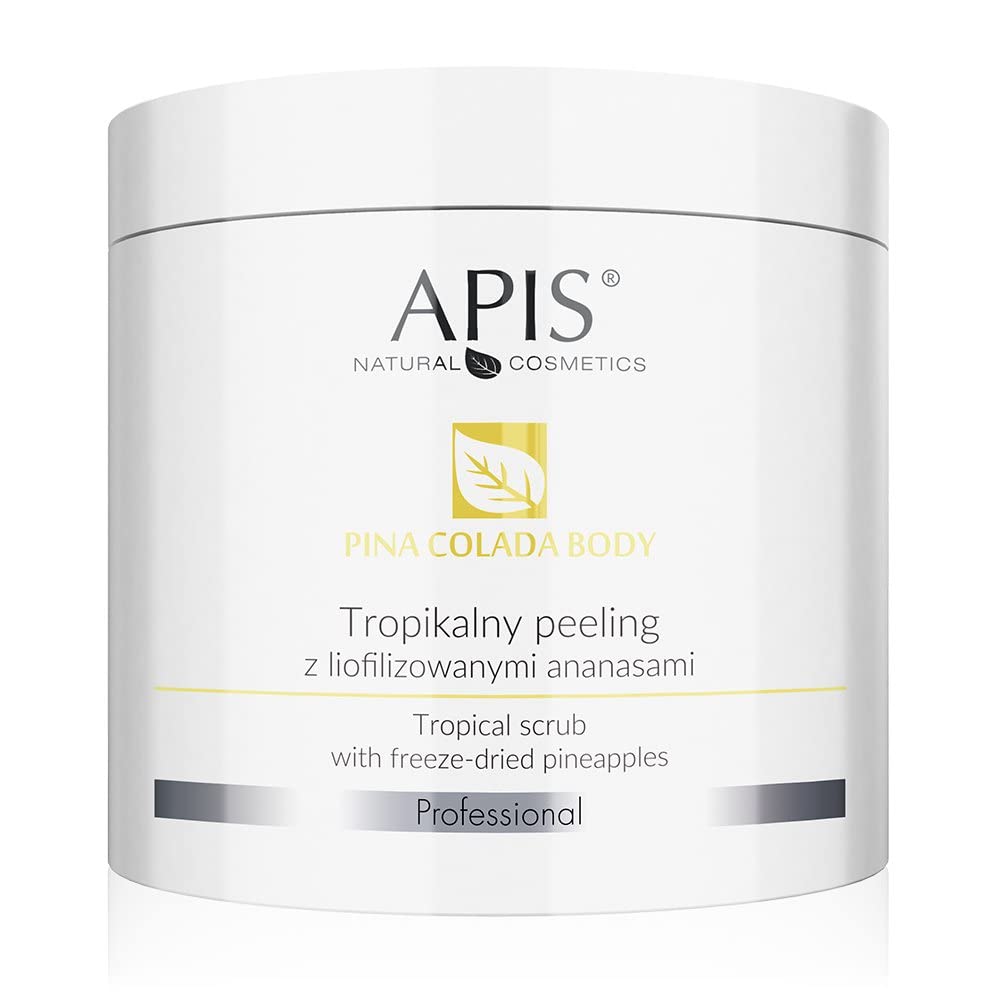 APIS Pina Colada Body Scrub with Freeze-Dried Pineapple & Coconut - Anti-Cellulite Tropical Exfoliator with Guarana for Smooth Skin - 650g Spa Treatment for Summer Body Care & Stretch Mark Reduction