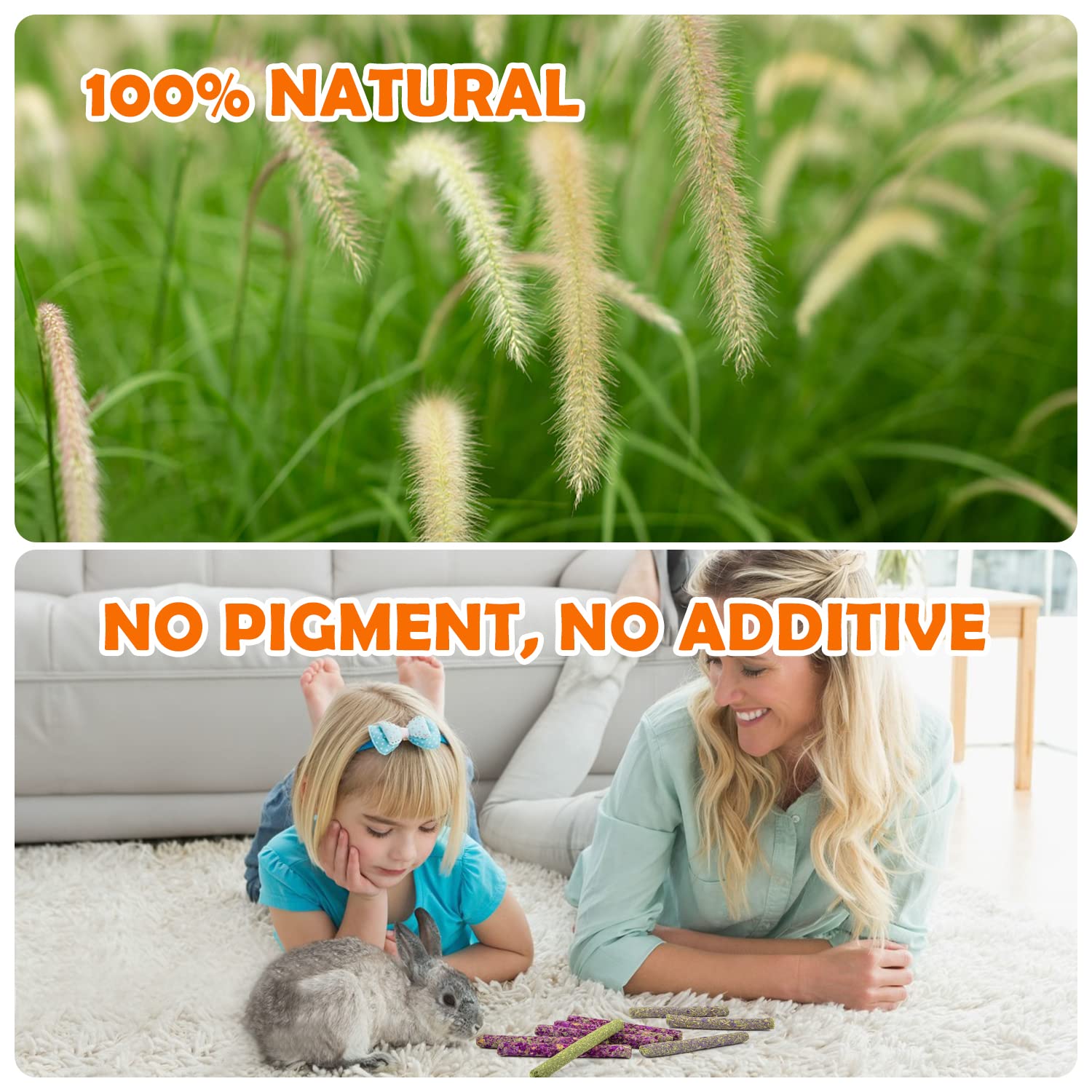 Sofier 44Pcs Natural Timothy Hay Sticks - Handmade Rabbit Chews & Treats for Teeth, Bunny, Guinea Pig, Chinchilla, Rat, Hamster, Gerbil | Small Pet Toys for Chewing & Dental Health | Perfect for Cage Enrichment & Playtime Activities