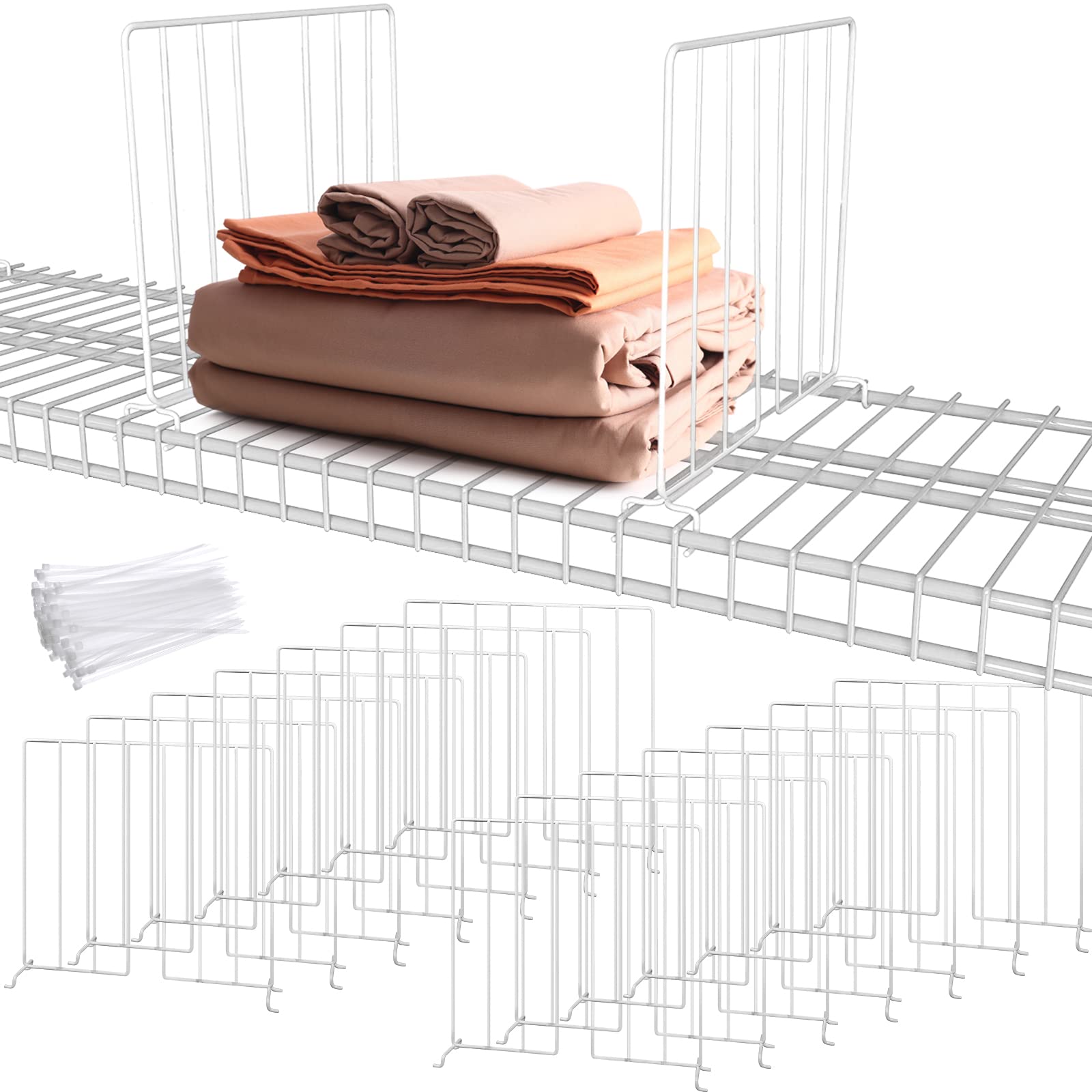 20 Pack 12 Inch Metal Wire Closet Shelf Dividers - Vertical Closet Organizer for Wire Shelving, Perfect for Clothes, Purses & Book Storage - Ideal for Bedroom, Closet & Home Organization