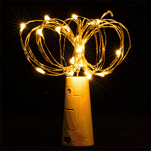 20 Super Bright Warm White LED Battery Operated Wine Bottle Lights - 3 Ft Cork DIY Fairy String Lights for Home, Wedding, Party Decoration | Perfect for Indoor/Outdoor Events, Christmas Tree, Garden & Table Centerpieces