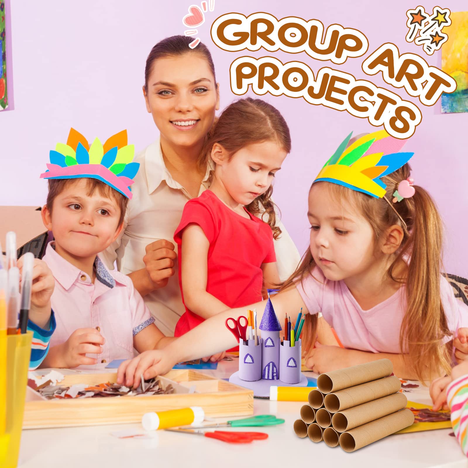 Henoyso 72 Pack 1.8 x 10 Inch Long Brown Cardboard Tubes for Easter Crafts - Empty Paper Towel Rolls, Thick Round DIY Craft Tubes for School Projects, Teacher Supplies & Classroom Activities - Perfect for Kids Art, Holiday Decorations and DIY Home Decor