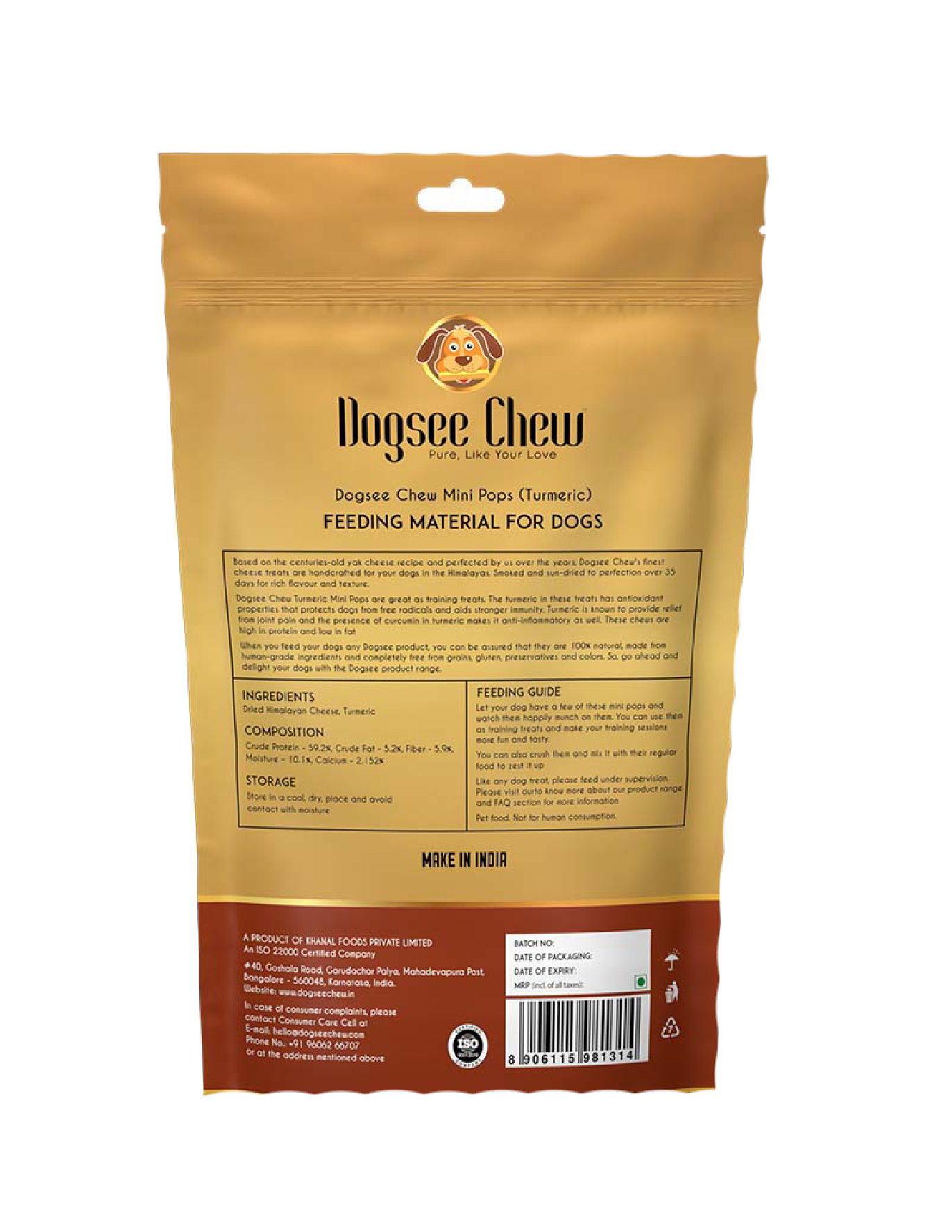 Organic Himalayan Cheese Dog Treats with Turmeric - 70g Mini Pops for Small & Medium Dogs - Healthy Training Snacks & Dental Chews for Puppies & Adult Dogs - Perfect for Travel, Outdoor Adventures & Reward Training