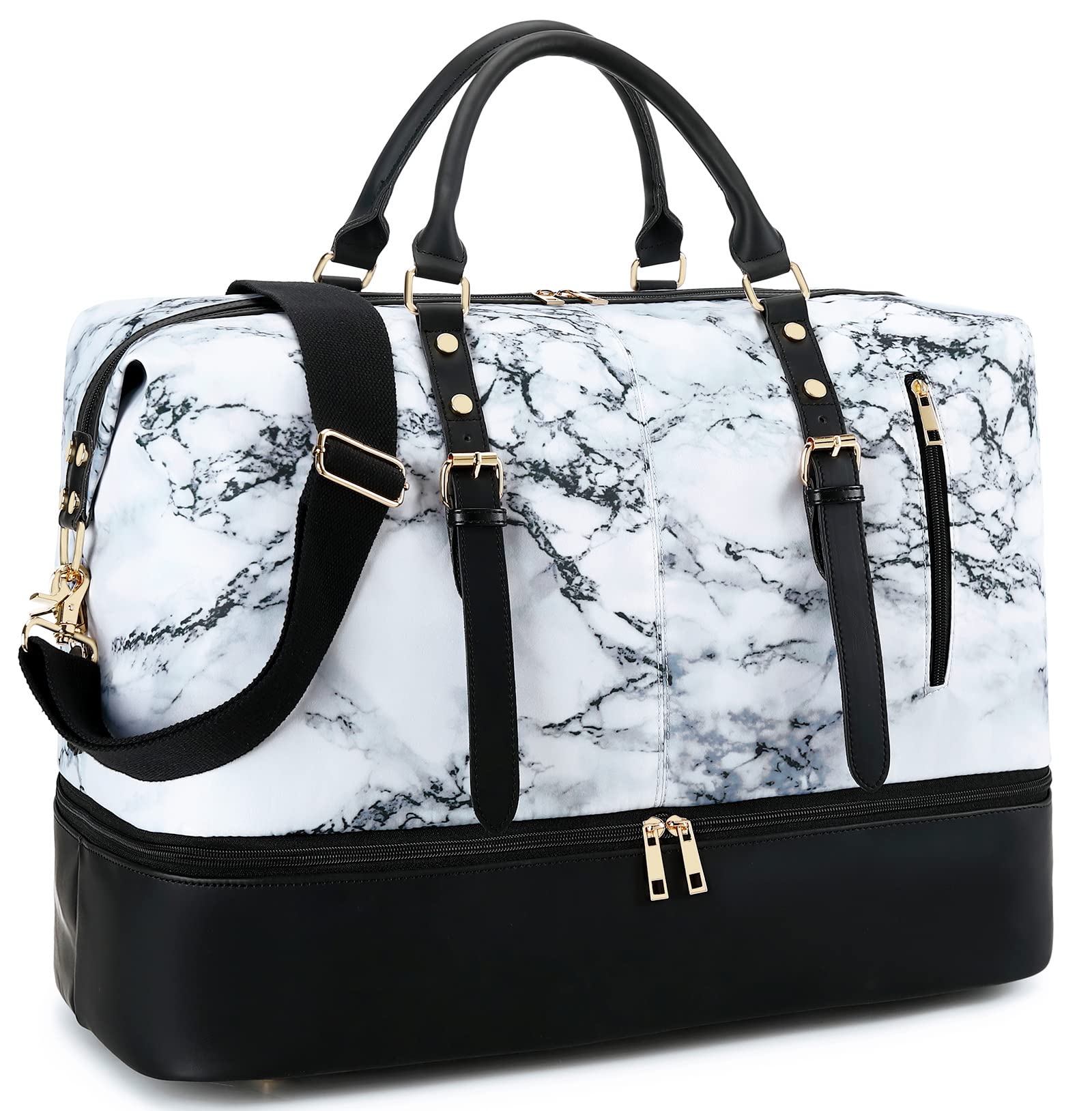 Premium Leather Weekender Overnight Bag - Large Travel Duffel for Men & Women - Perfect for Gym, Business Trips & Weekend Getaways