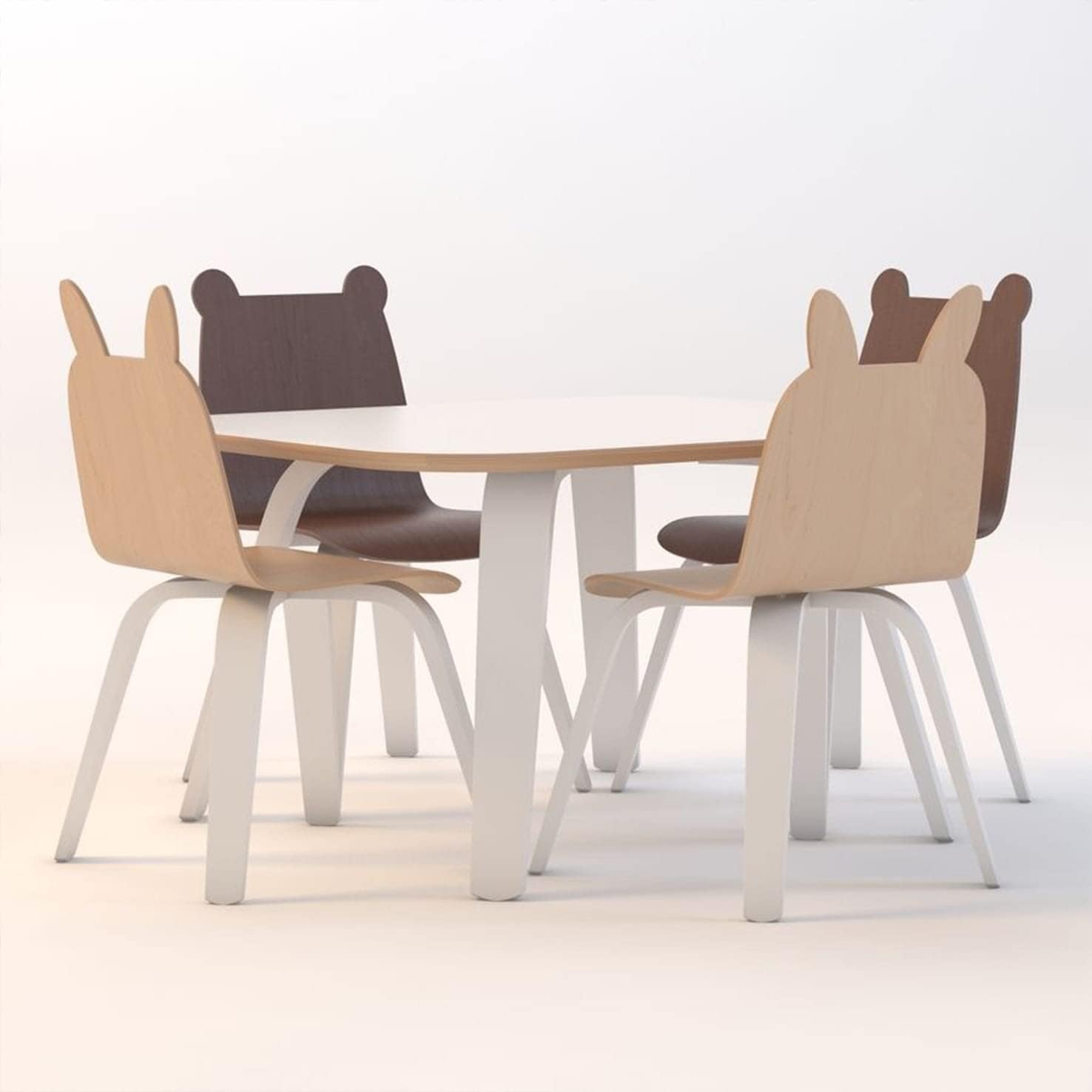 Kids Play Chairs - Adorable Bear Design - Natural Birch Wood - Set of 2 - Perfect for Children's Room, Playroom or Nursery Decor