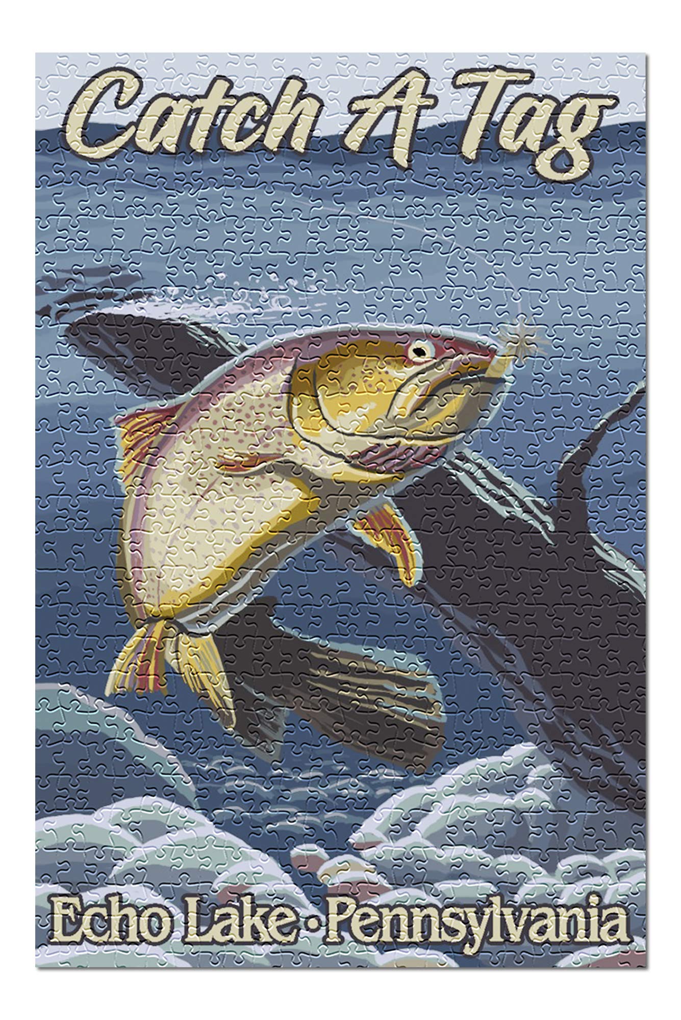 Premium 500-Piece Jigsaw Puzzle of Echo Lake Pennsylvania Cutthroat Trout - 19x27 Inch Made in USA Puzzle for Adults & Family - Perfect for Relaxation, Game Nights & Home Decor