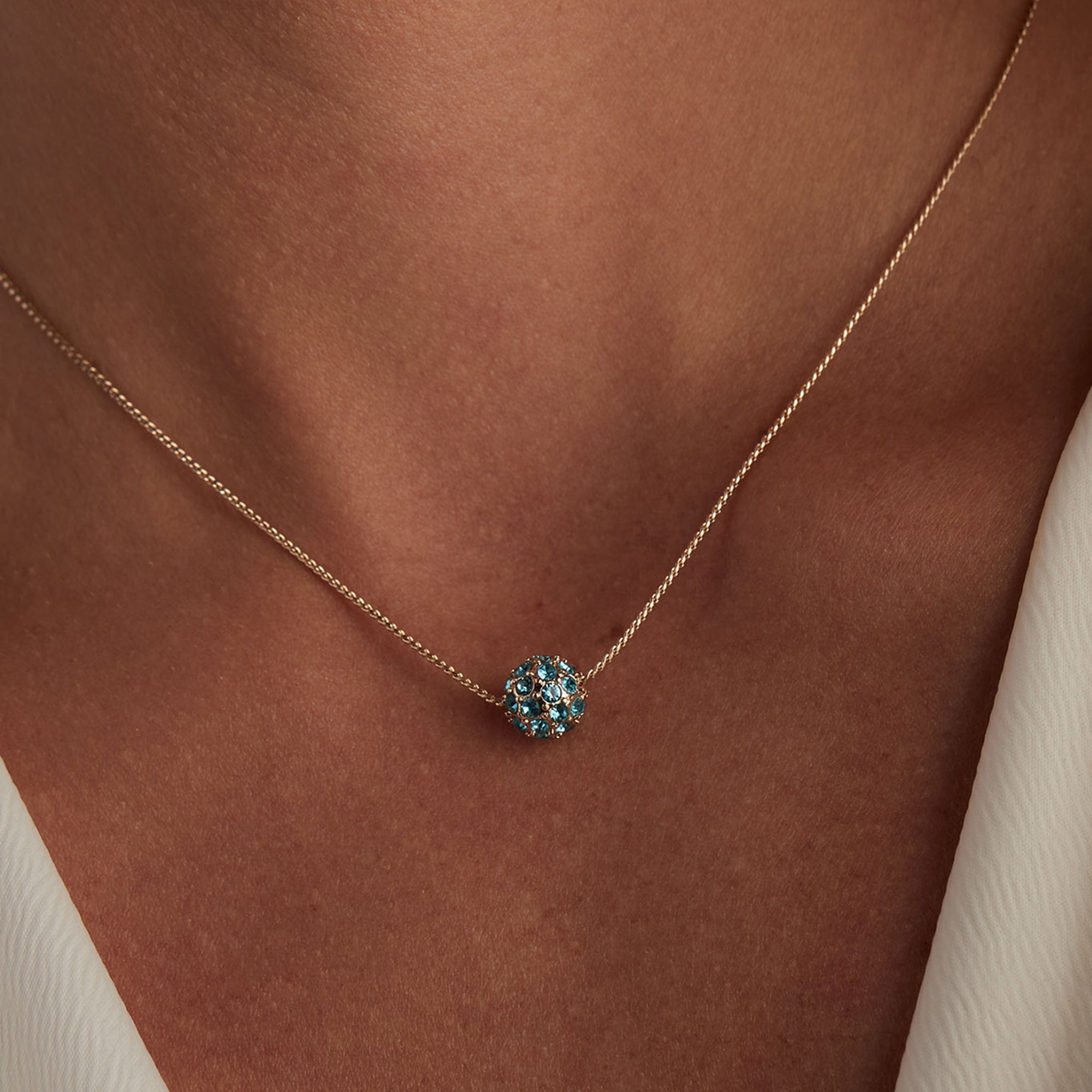 Blue Fireball Necklace - Elegant Crystal Pendant for Women, Perfect for Parties, Weddings & Evening Events
