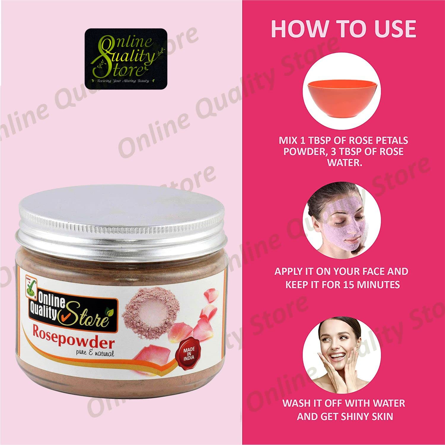 Premium Rose Petal Powder for Face & Skin Care - 100% Natural Rosa Centifolia (Gulab) | Brightening Facial Mask, Anti-Aging Treatment & Hair Care | 125g | Perfect for DIY Spa, Bridal Glow & Daily Skincare Routine