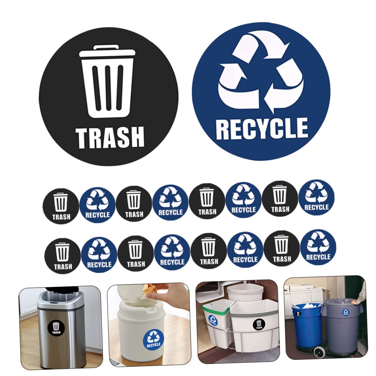 NUOBESTY Recycle & Trash Decal Sticker Set - PVC Waste Sorting Labels for Home & Office Trash Cans - Perfect for Kitchen, Bathroom & Classroom Recycling Bins