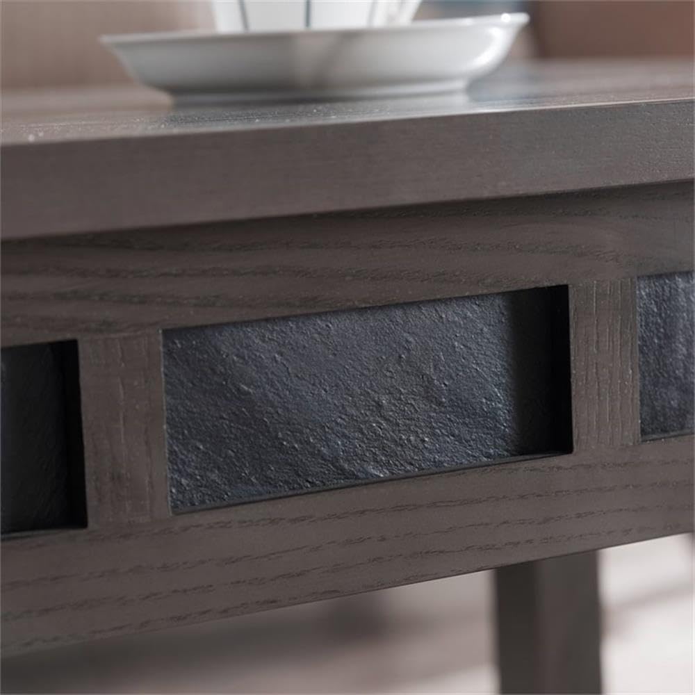 BOWERY HILL Wood Wedge Table with Shelf - Smoke Gray/Black Slate End Table for Living Room, Bedroom & Office - Modern Side Table with Storage Shelf for Small Spaces