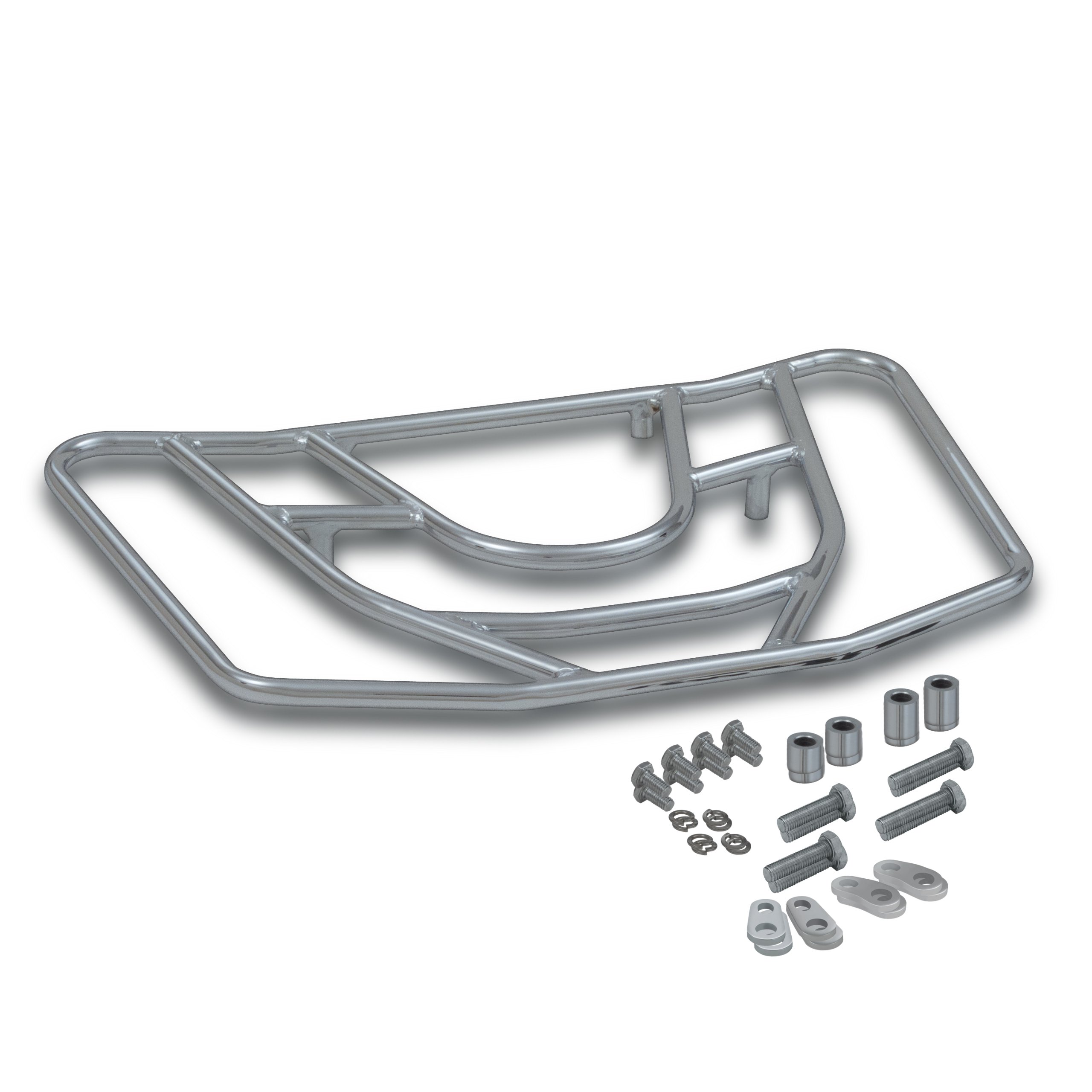 Show Chrome Accessories (52-830) Chrome Motorcycle Luggage Rack - Heavy Duty Regular Size for Harley, Honda, Yamaha - Perfect for Touring & Long Distance Rides