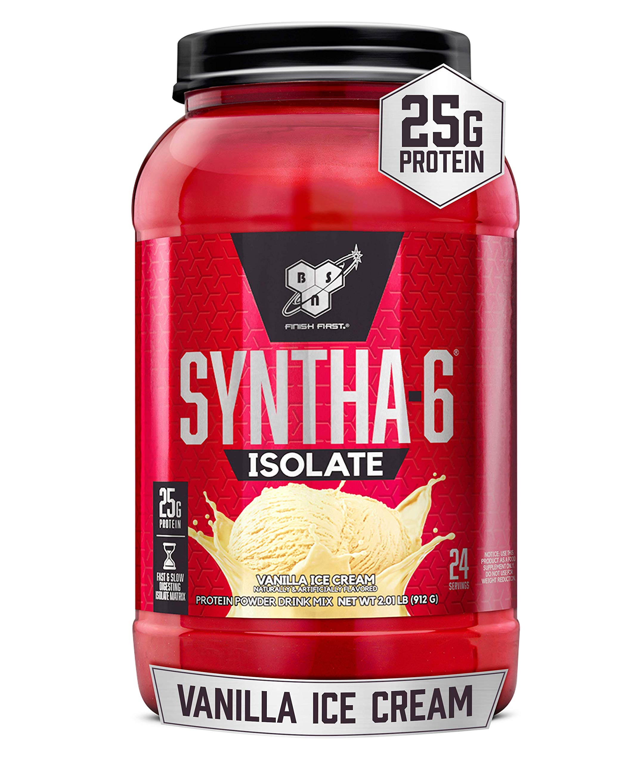 BSN SYNTHA-6 Whey Protein Isolate Powder - Vanilla Ice Cream Flavor, 24 Servings | Premium Milk Protein Isolate Supplement for Muscle Recovery & Post-Workout Nutrition | Ideal for Gym, Fitness & Bodybuilding