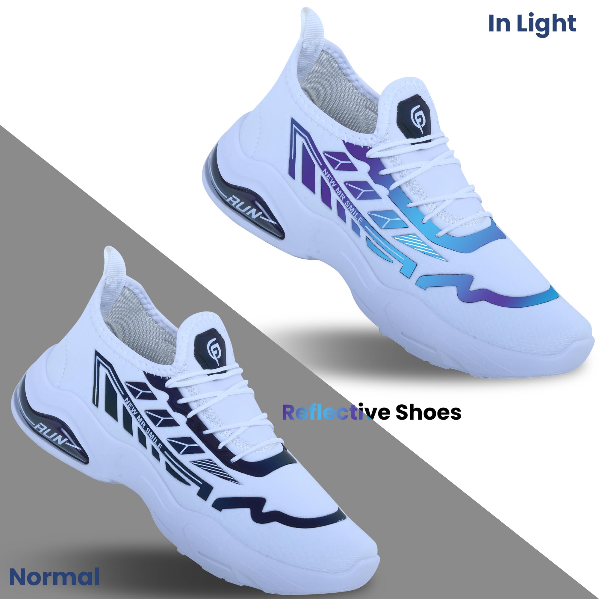 SHOELAMB Men's Reflective Running Shoes - Lightweight Athletic Sneakers for Jogging, Walking & Night Workouts - Breathable Mesh Sports Shoes for Men