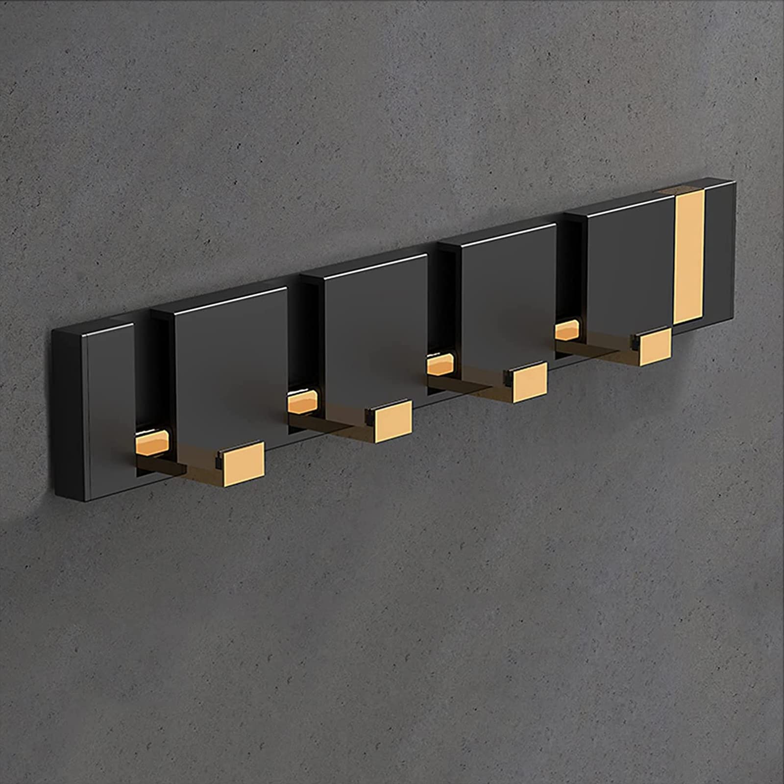 Oiakus 5-Hook Wall Coat Rack - Space Saving Folding Aluminum Wall Hanger for Coats, Hats & Keys - Decorative Wall Mounted Hook for Entryway, Bedroom & Closet Organization