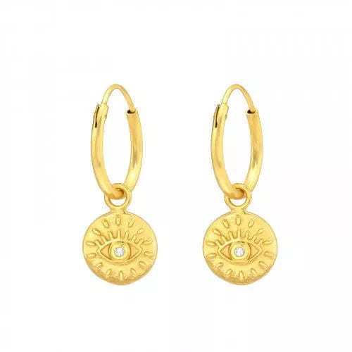 Evil Eye Hoop Earrings for Women - 14K Gold Plated Protection Jewelry - Perfect for Everyday Wear, Gifts & Spiritual Healing