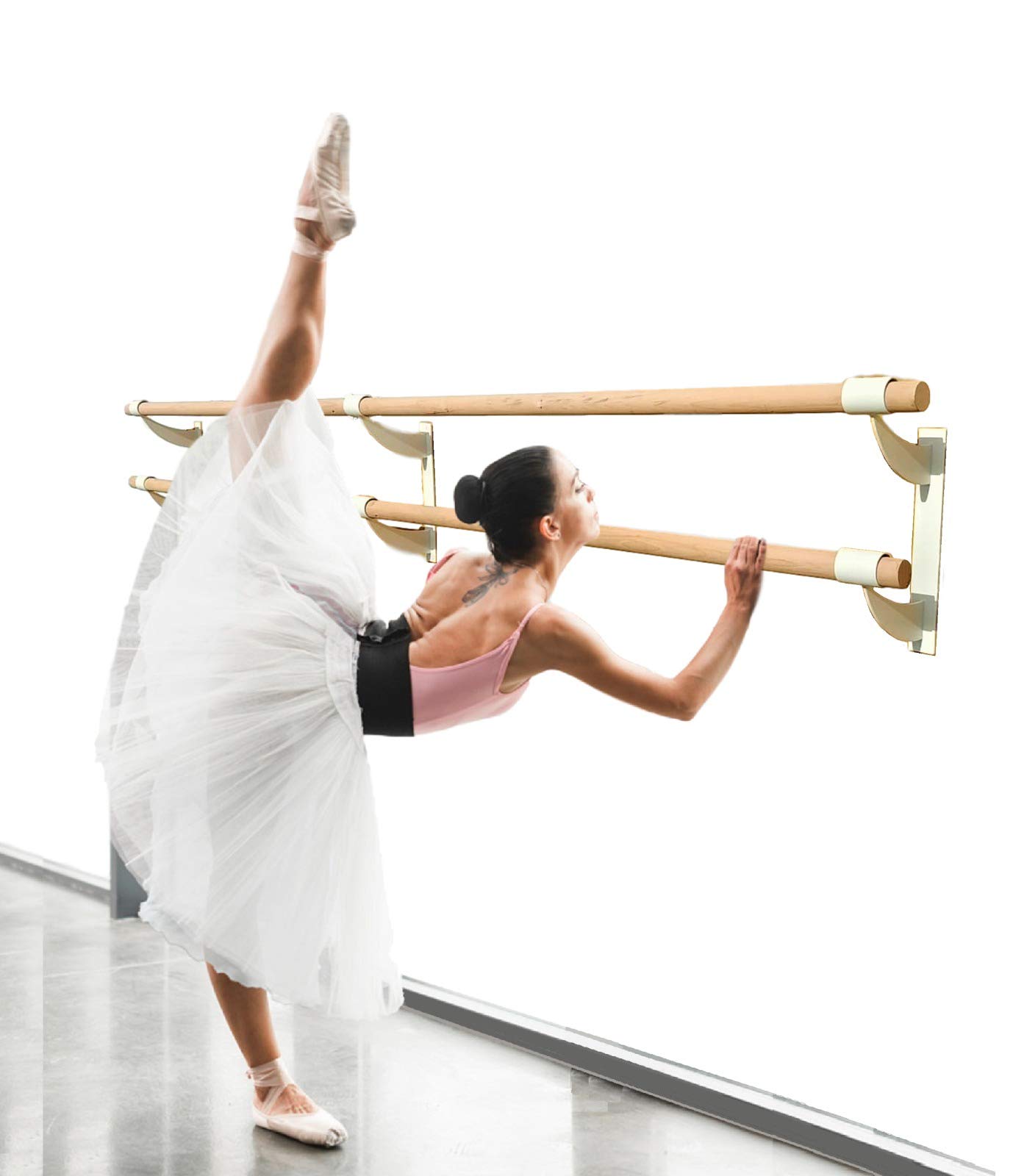 3 FT White Wooden Ballet Barre - 1.5