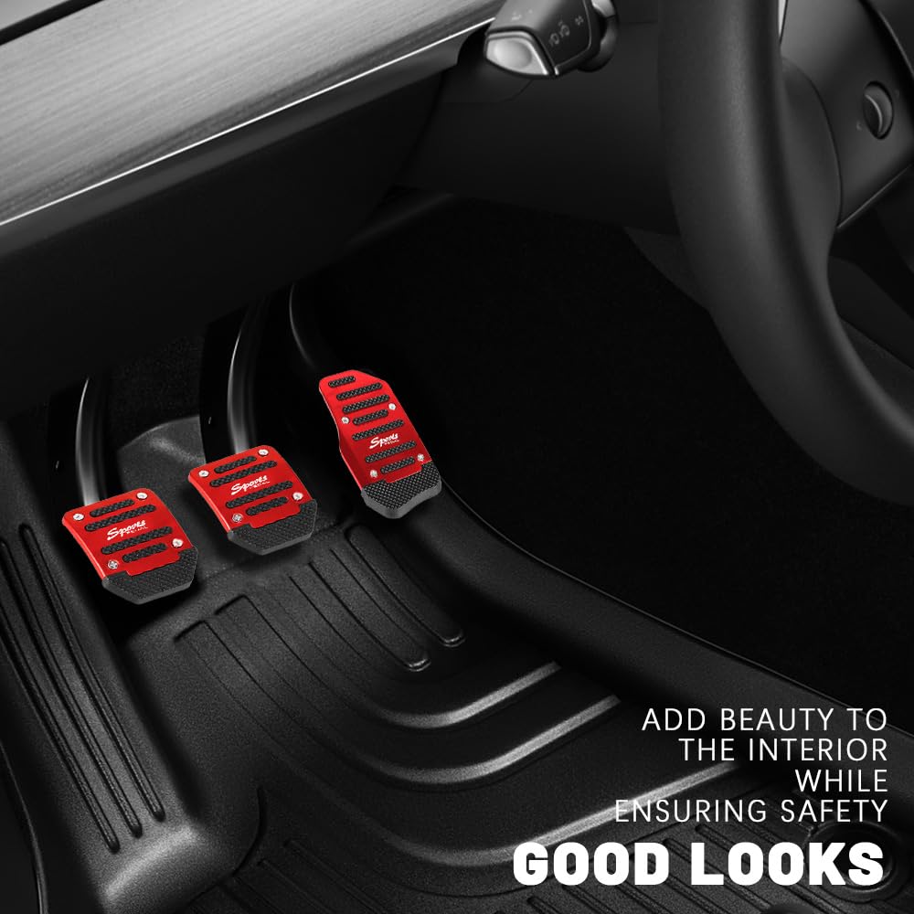 3PCS Non-Slip Aluminum Car Pedal Covers for Manual Transmission - Sporty Driving