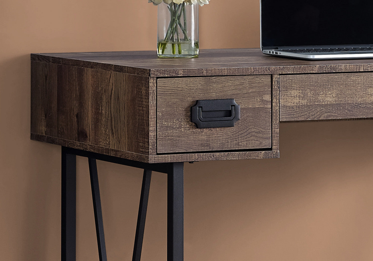 Zava Desk - Modern Brown Wooden Computer Desk for Home Office, Study & Gaming | Ergonomic Design with Spacious Work Surface