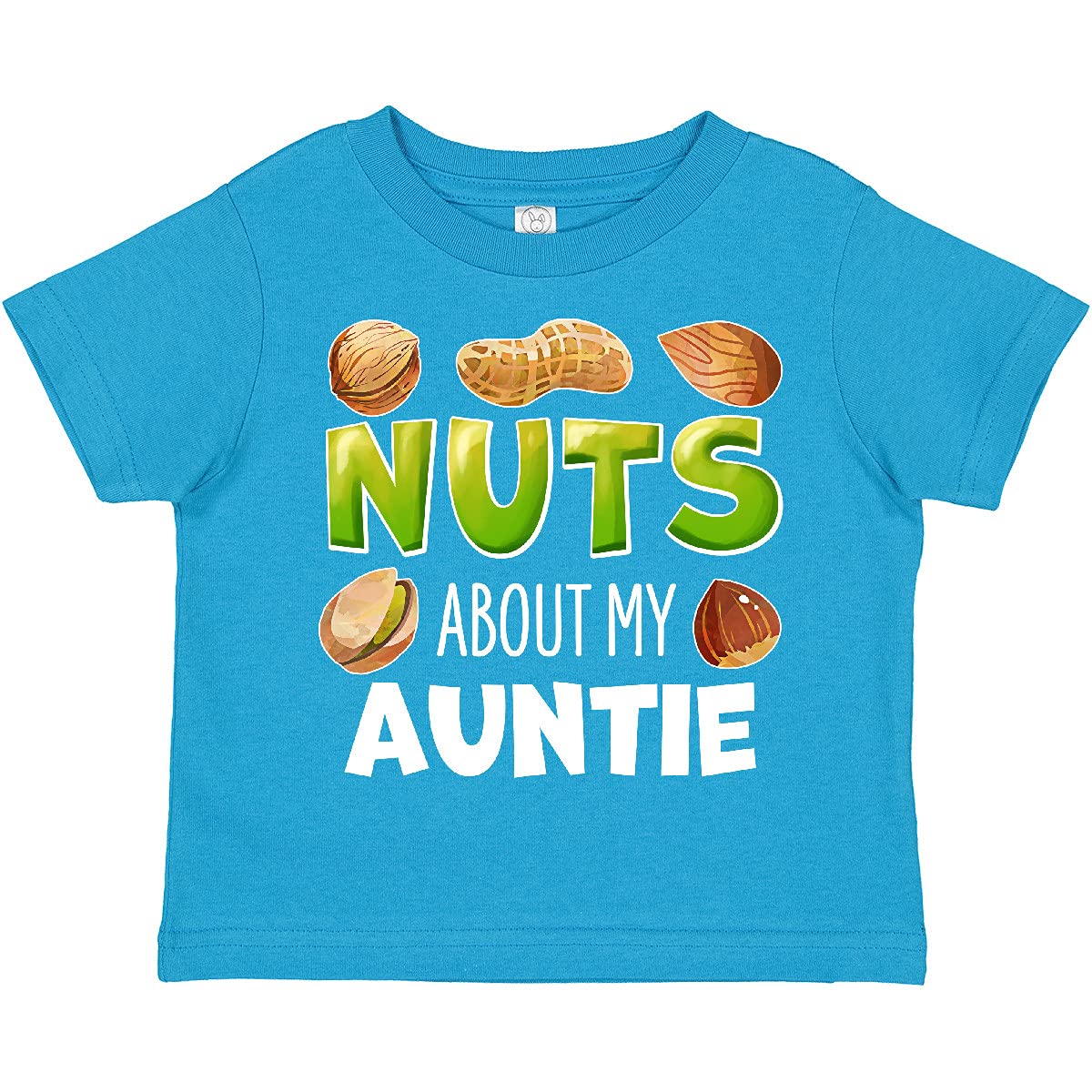 Inktastic 'Nuts About My Auntie' Peanut, Almond, Pistachio Toddler T-Shirt - Cute Funny Graphic Tee for Toddlers, Kids Birthday Gift, Family Matching Outfit Idea