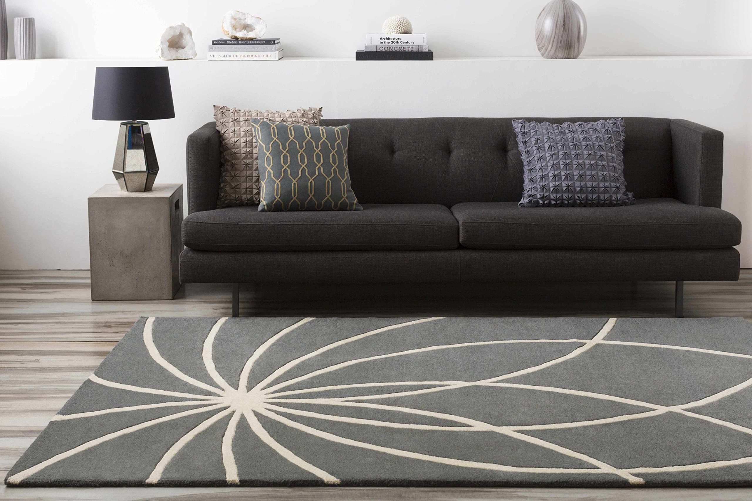 Lambrook Contemporary Abstract 6' Square Area Rug - Modern Home Decor for Living Room, Bedroom & Office - Soft Non-Slip Floor Carpet