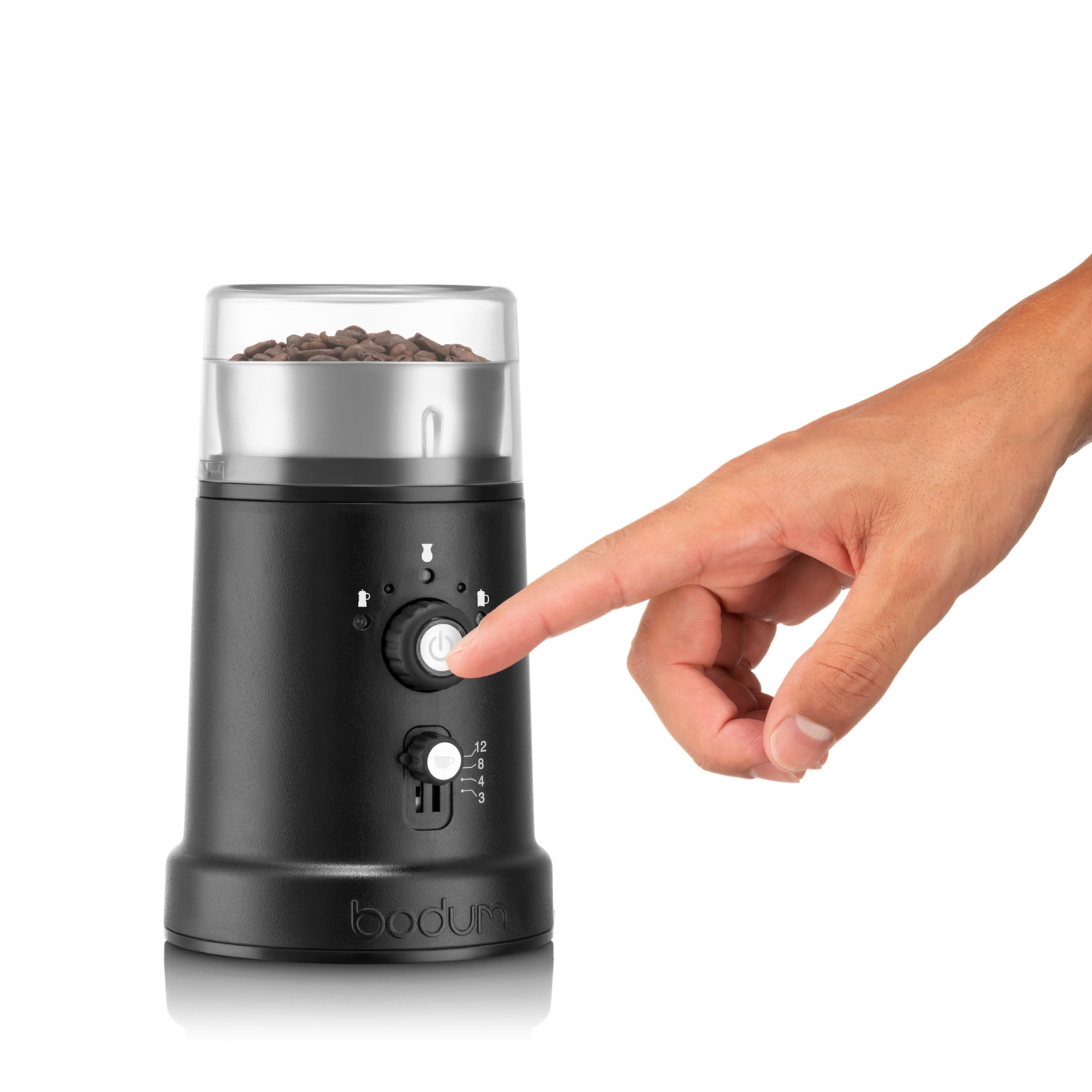 Bodum Bistro Electric Coffee Blade Grinder - Adjustable 5 Grind Settings, 3oz Capacity, Black - Perfect for Home, Office & Travel Coffee Brewing