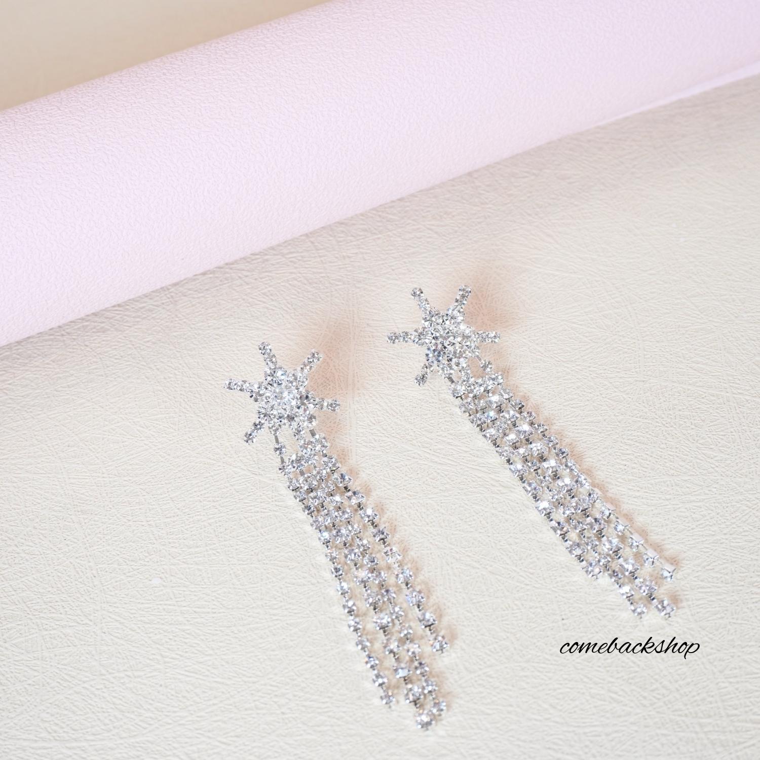 Sparkling Crystal Star Stud Dangle Earrings for Women - Boho Chic Beaded Fringe Drop Earrings | Perfect for Parties, Weddings & Everyday Wear