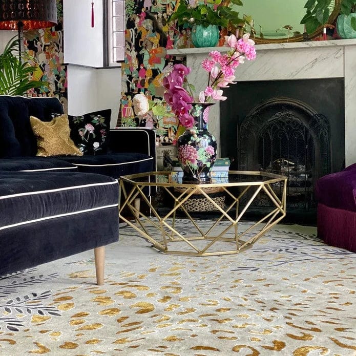 Leopard Print Gold Hand Tufted Area Rug - Premium Home Decor for Living Room, Bedroom, or Office - Pre Order Now