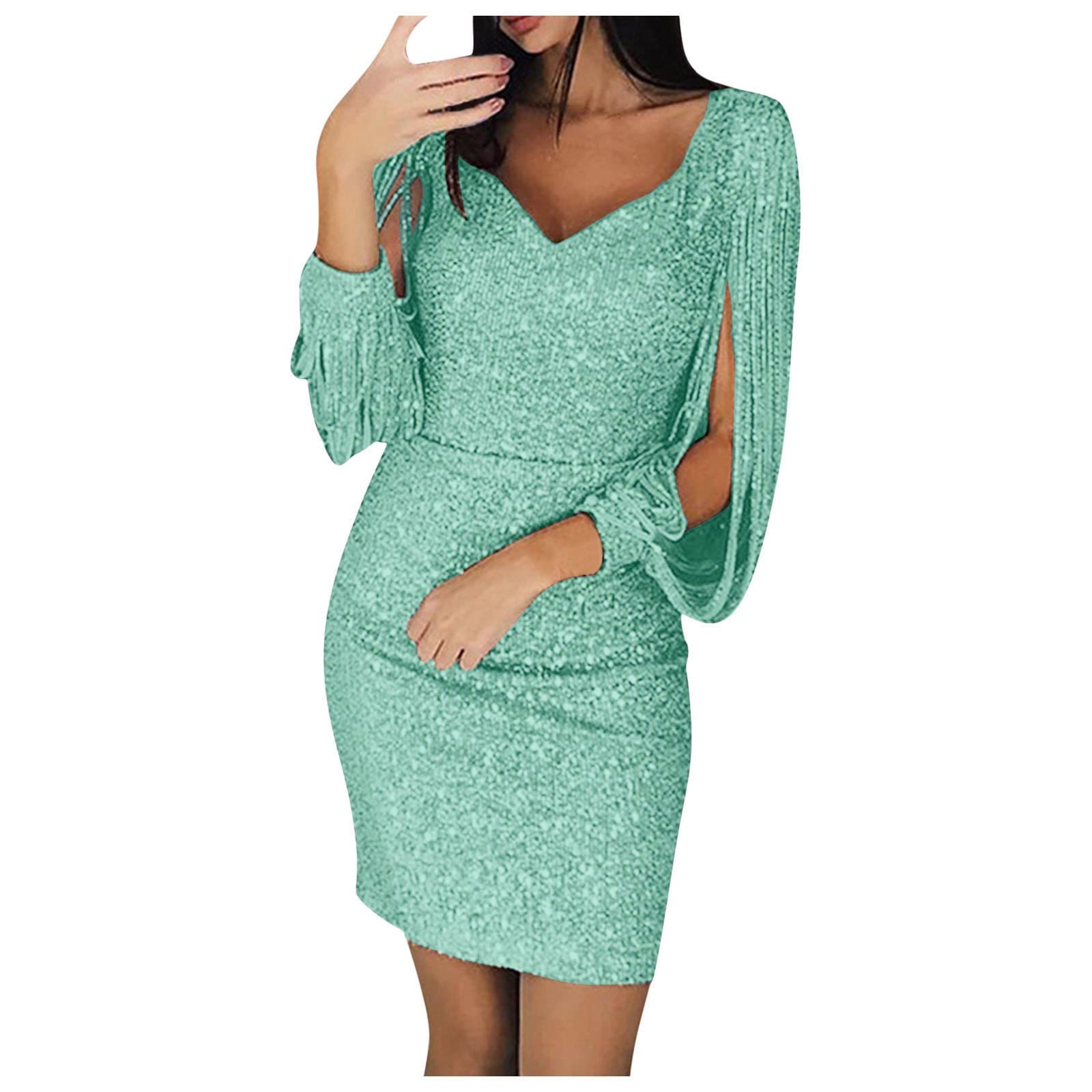 Sexy Women's Party Dress with Solid Sequined Stitching - Shining Club Sheath Long Maxi Dress for Summer Nights, Evening Events & Special Occasions