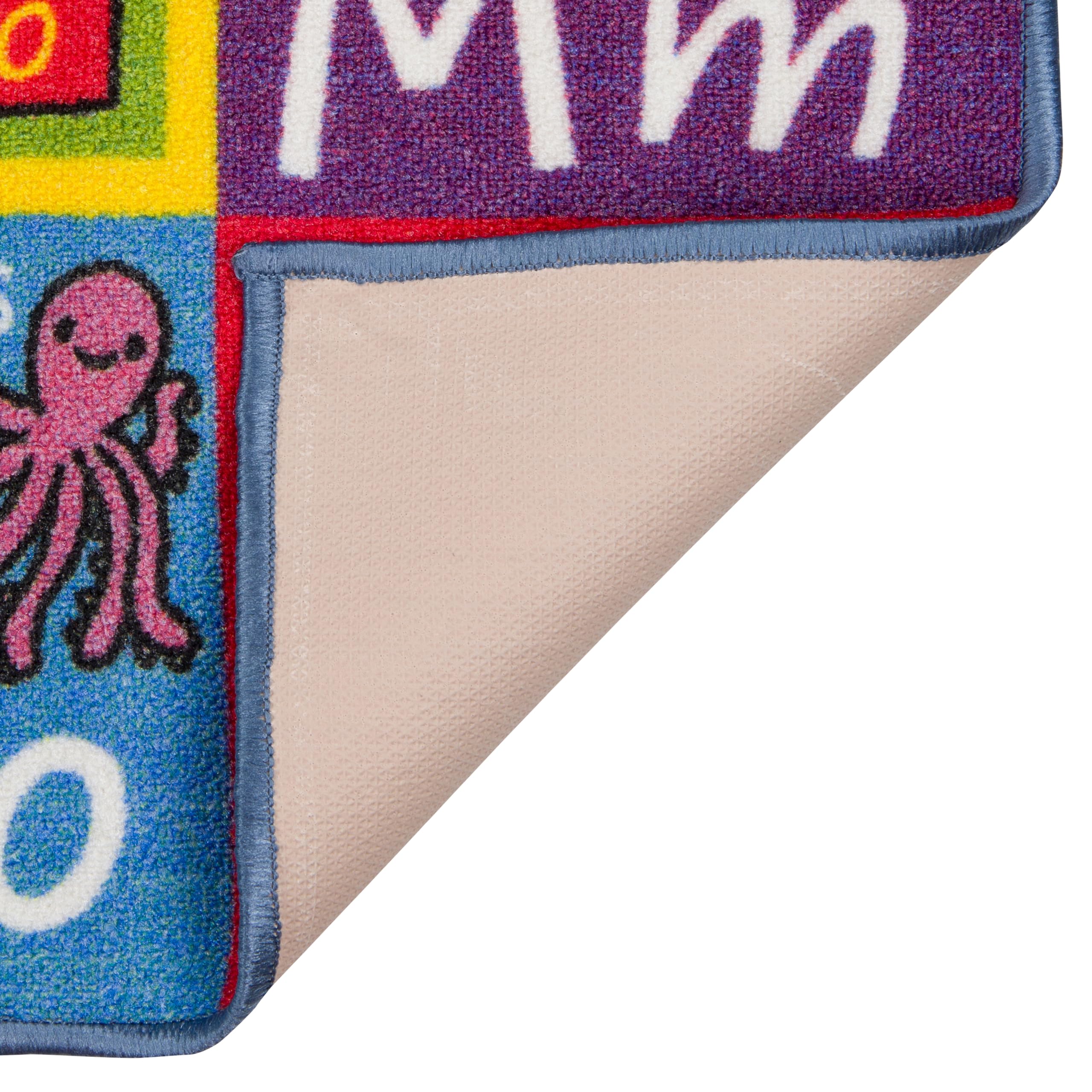 KC Cubs ABC Alphabet, Seasons, Days + Spanish Translations Educational Learning Rug - Kids Play Mat for Bedroom, Classroom & Playroom - Perfect for Toddler Learning Activities & Early Childhood Education