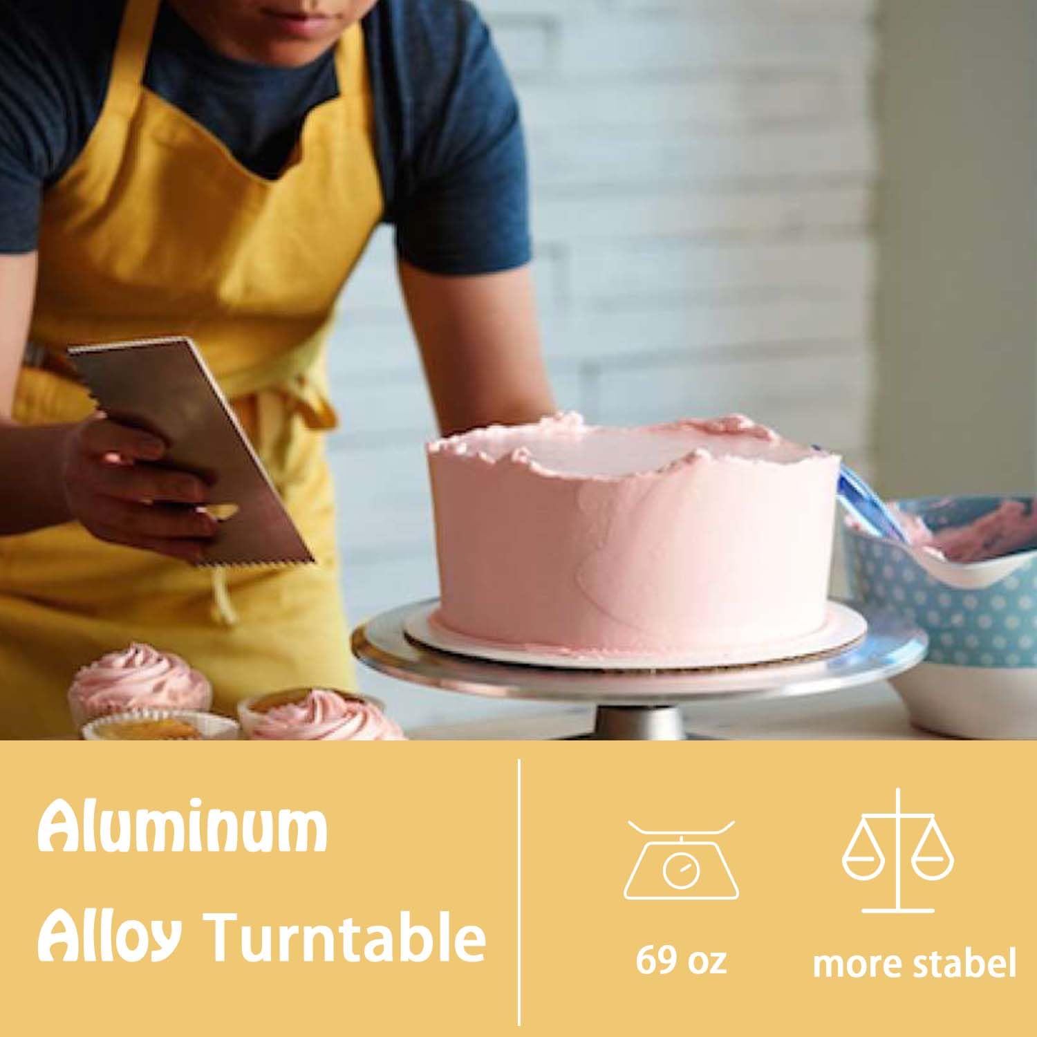 12 Inch Aluminum Alloy Rotating Cake Stand - 360° Revolving Cake Turntable for Baking, Cupcake & Dessert Decorating (35-Piece Set) | Perfect for Home Bakers, Wedding Cakes & Birthday Party Desserts