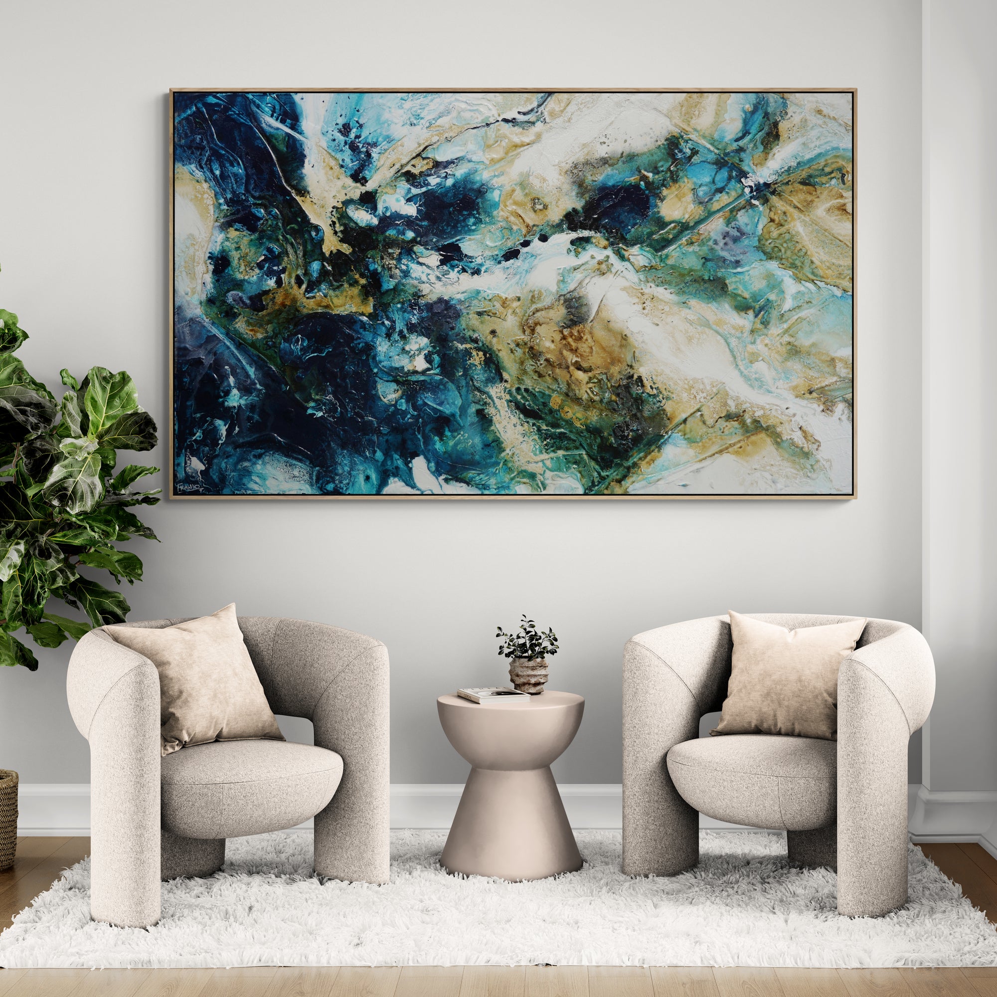 200cm x 120cm Smashed Southern Textured Abstract Canvas Wall Art - Modern Home Decor for Living Room, Bedroom & Office