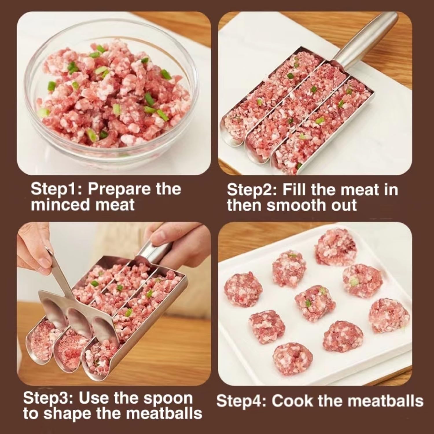 2024 New Stainless Steel Meatball Scoop Maker - Triple Meatball Mold for Cookie Dough & Meatballs | Portable Kitchen Tool for Baking, Cooking, Meal Prep & Party Food Making (Single Tube, Silver)