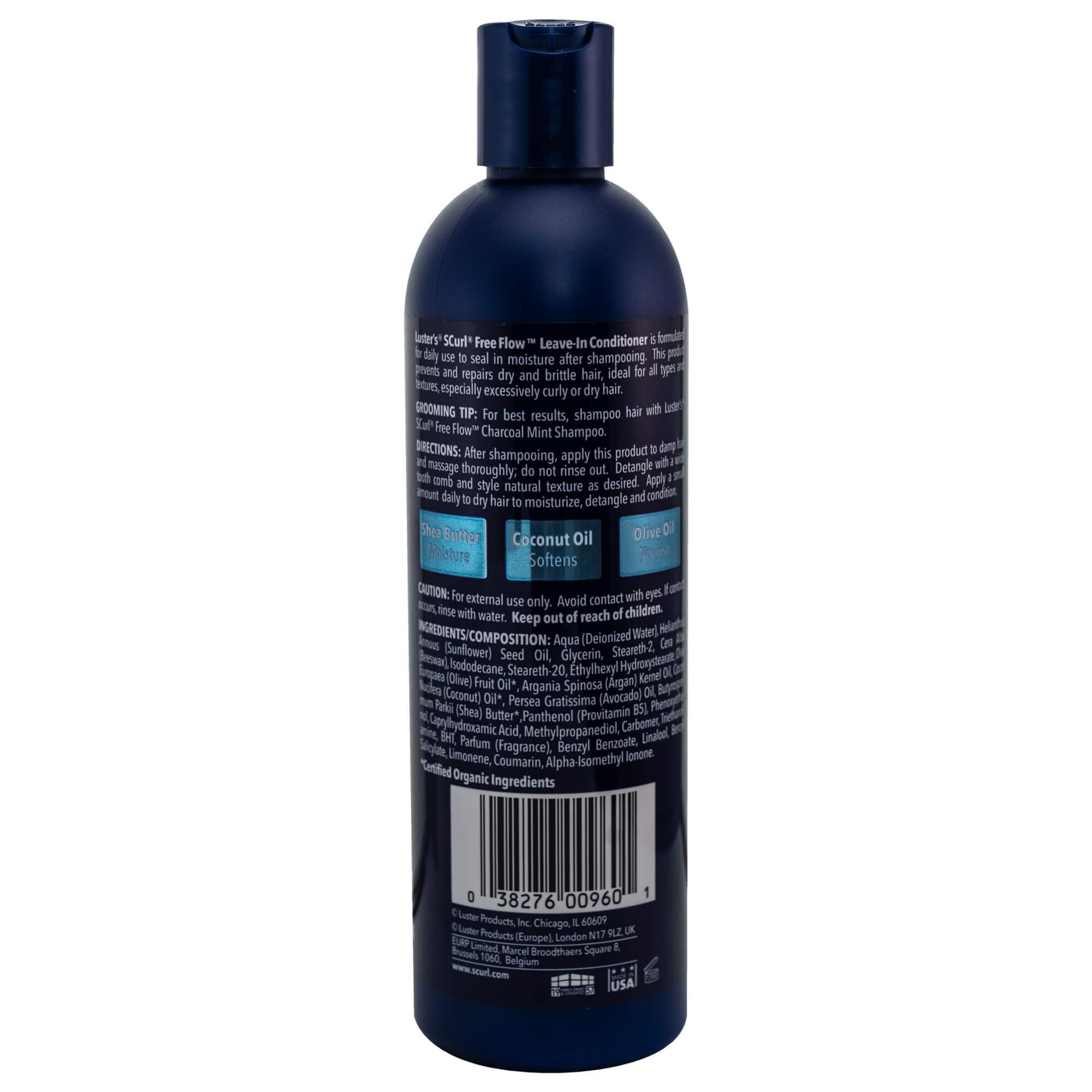 Luster's SCurl Free Flow Leave-In Conditioner for Natural Hair - Hydrating & Frizz Control for Curly, Coily, Wavy Hair - Perfect for Daily Moisture & Styling
