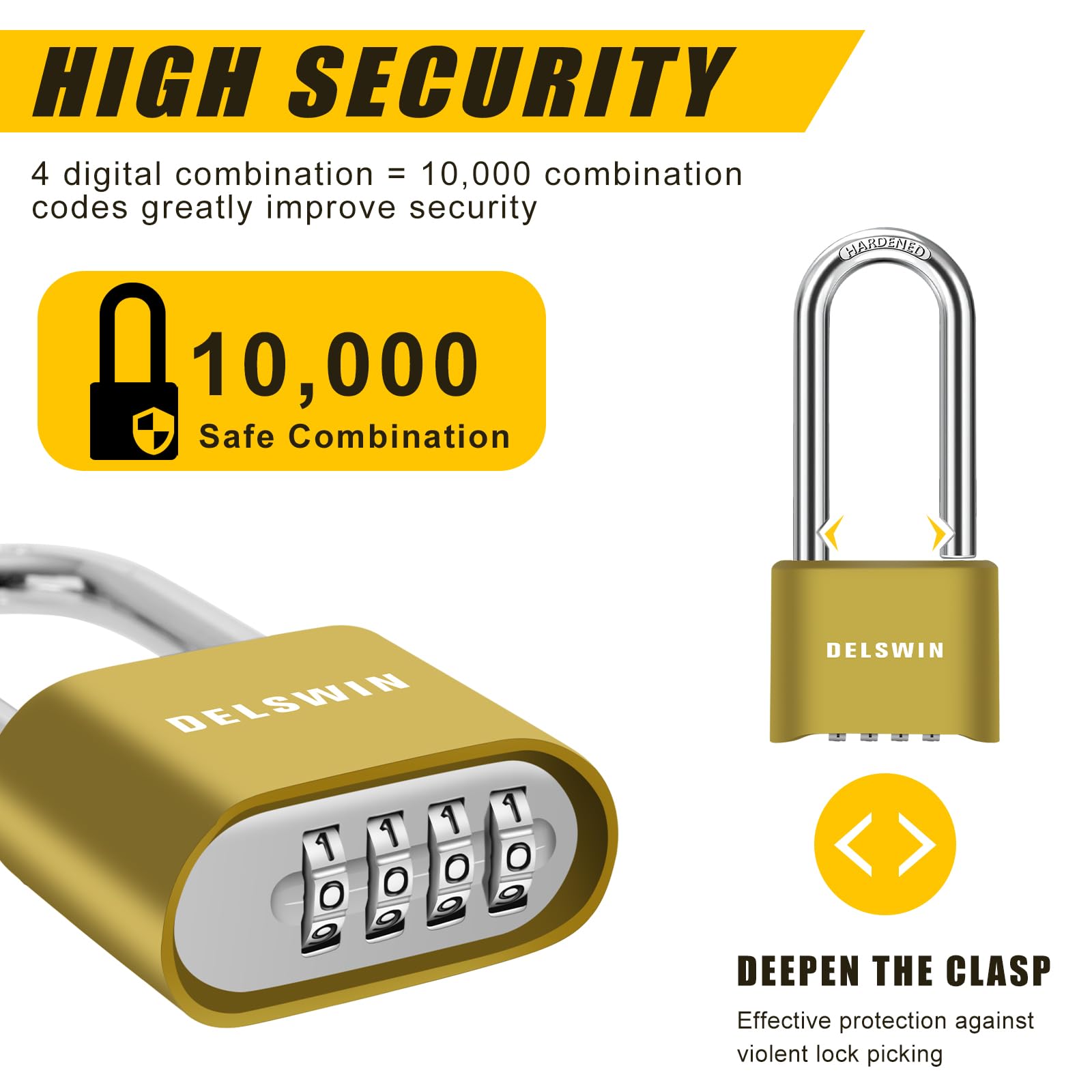 Durable 4-Digit Combination Padlock - Weatherproof Outdoor Lock with 2.5