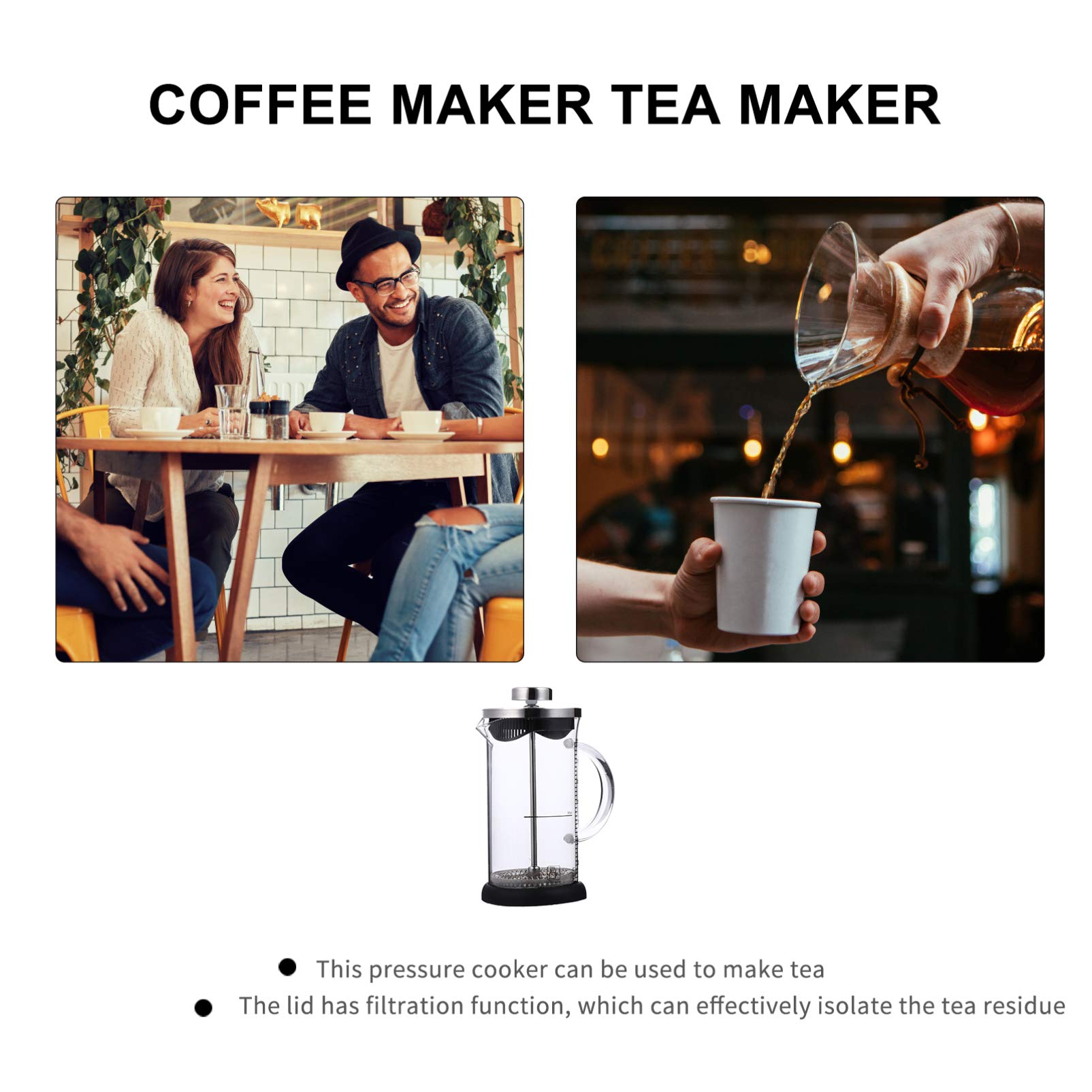 Hemoton 1-Piece Portable Espresso Maker - Stainless Steel Stovetop Coffee Pot with Glass Kettle for Manual Espresso & Tea Brewing | Perfect for Travel, Camping & Home Use