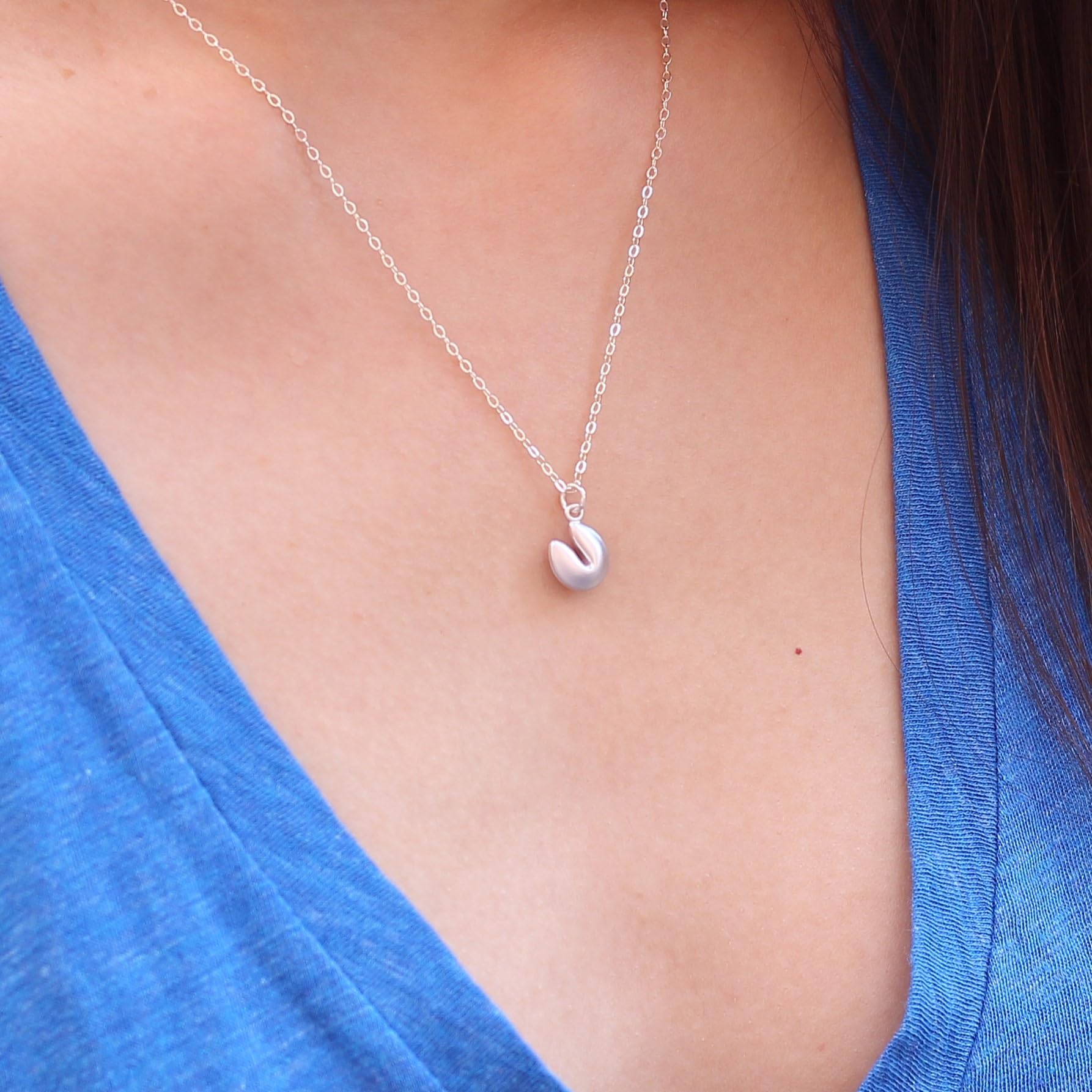 Lucky Fortune Cookie Necklace - Gold & Silver Fortune Cookie Charm Pendant Jewelry for Women - Elegant Dainty Necklace for Gifts, Parties, and Good Luck
