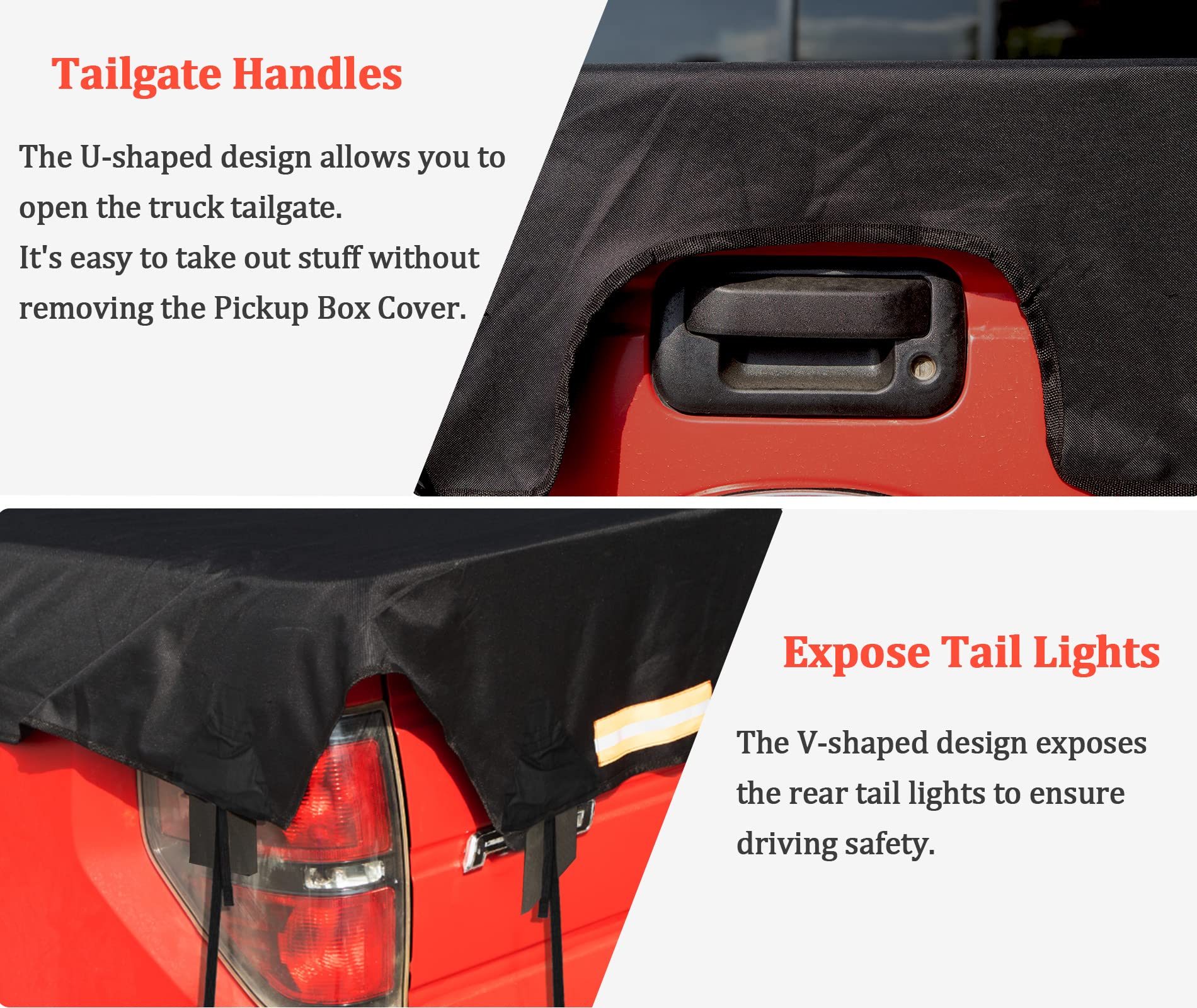 Upgraded Waterproof 600D Oxford Truck Bed Cover for Ford F150 F250 Silverado Sierra Ram Tundra Long Bed (8ft Box) - Heavy Duty Cargo Tarp with Bungee Straps - Perfect for Camping, Hauling & Outdoor Adventures - Black