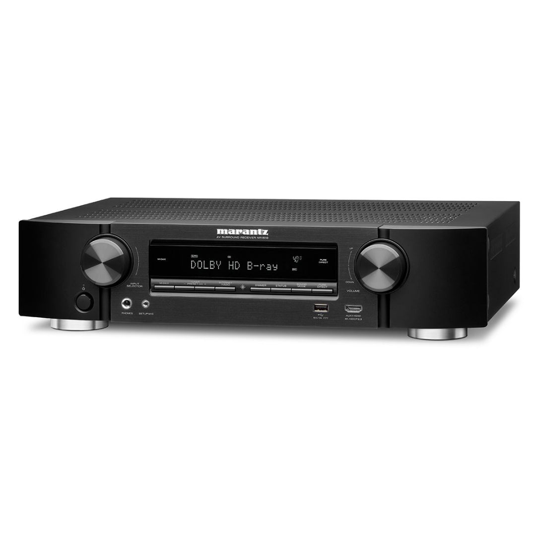 Marantz NR1510 Slim 5.2 Channel 4K Ultra HD AV Receiver with HEOS Built-in | Home Theater System for Movies, Music & Gaming | Compact Design for Small Spaces
