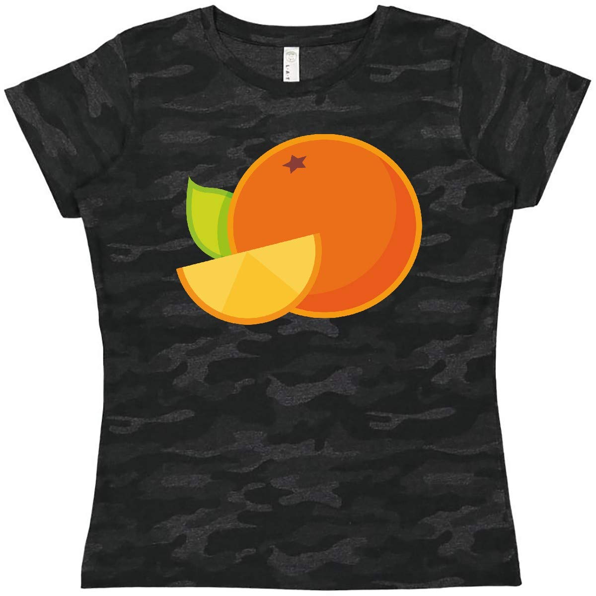 Inktastic Orange Fruit Women's T-Shirt - Soft Cotton Casual Tee for Women | Summer Graphic Tops | Funny Fruit Print Shirt for Casual Wear, Beach Outfits & Vacation Style